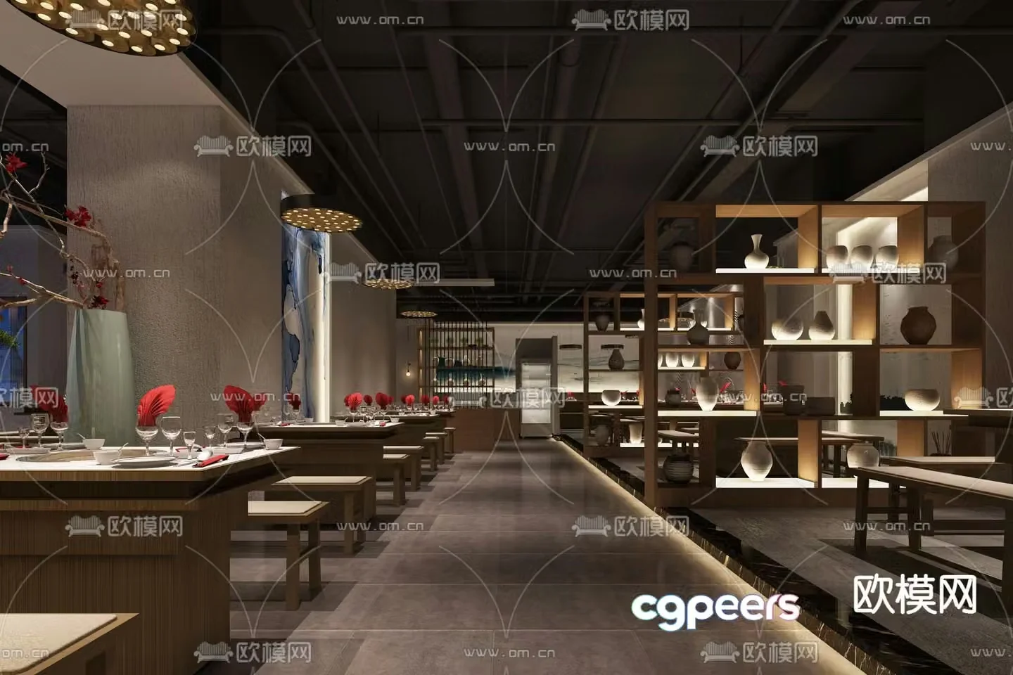 New Chinese style hot pot restaurant hot pot 3d model