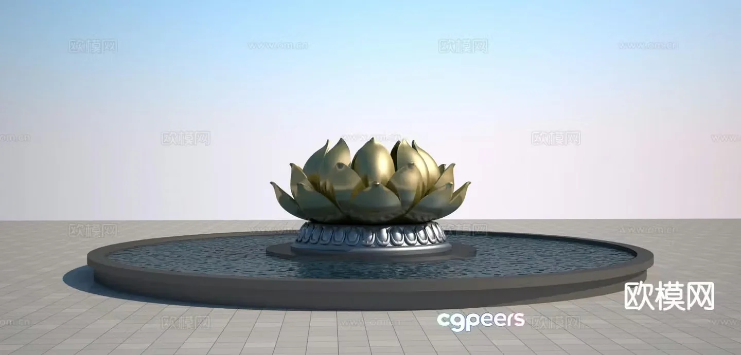 Chinese lotus sculpture urban sculpture 3d model