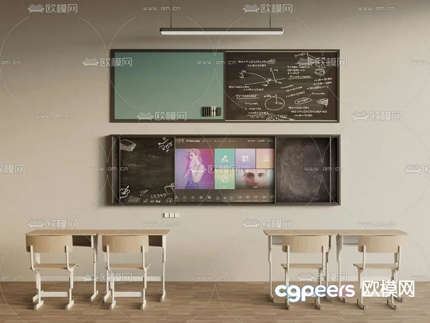 modern desk desk blackboard 3d model