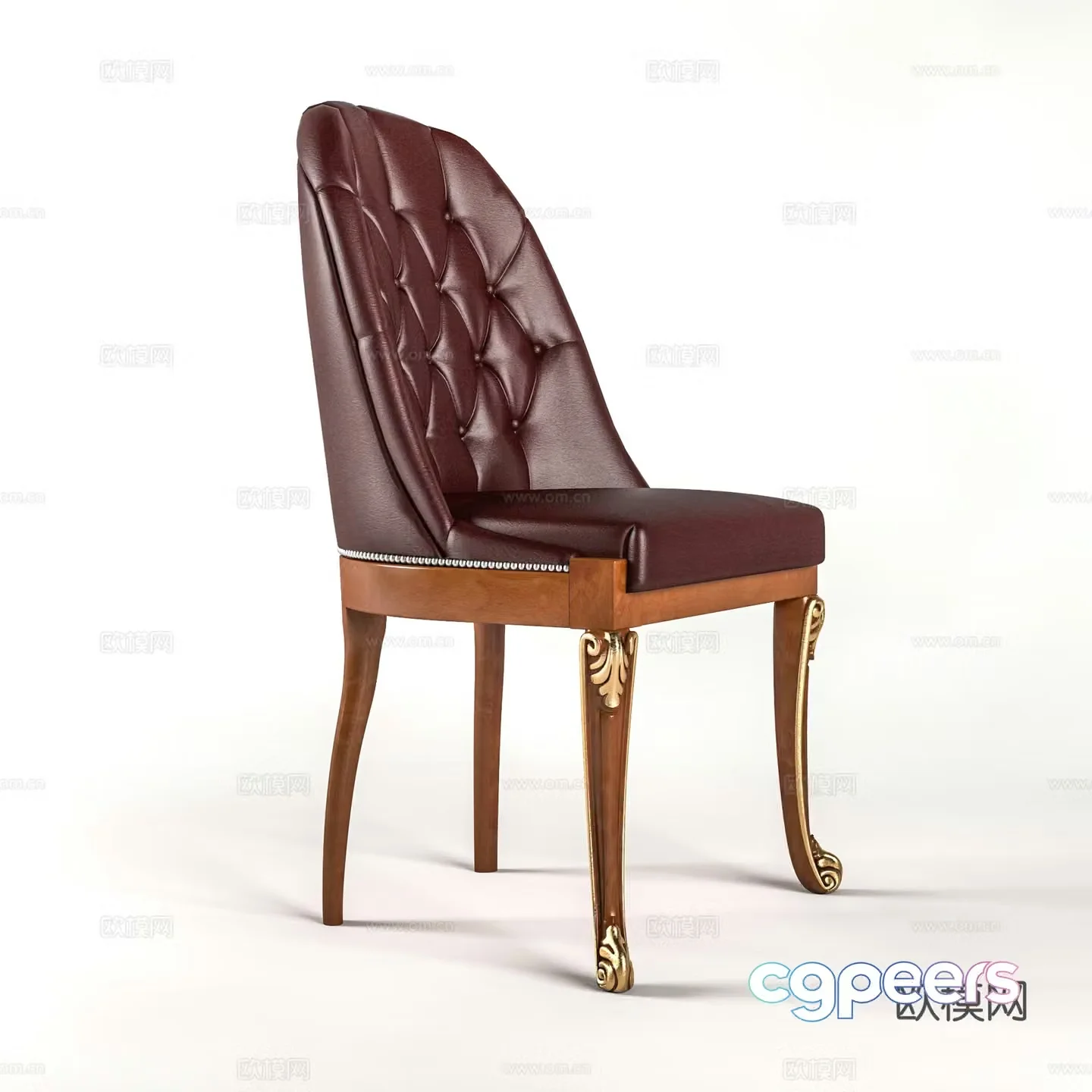 European casual chair single chair leather chair book chair dining chair 3D model