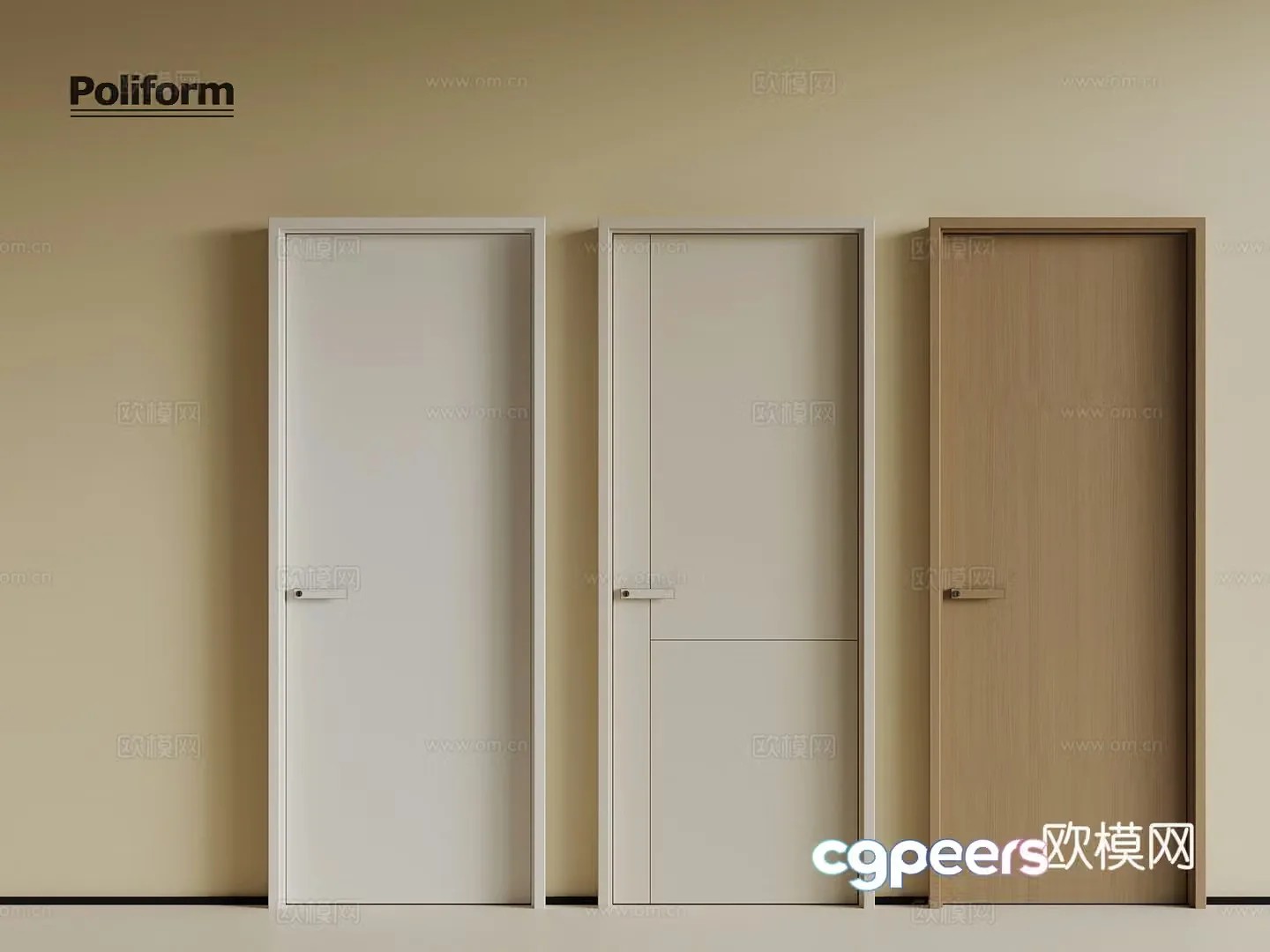 Modern single-opening interior door 3d model