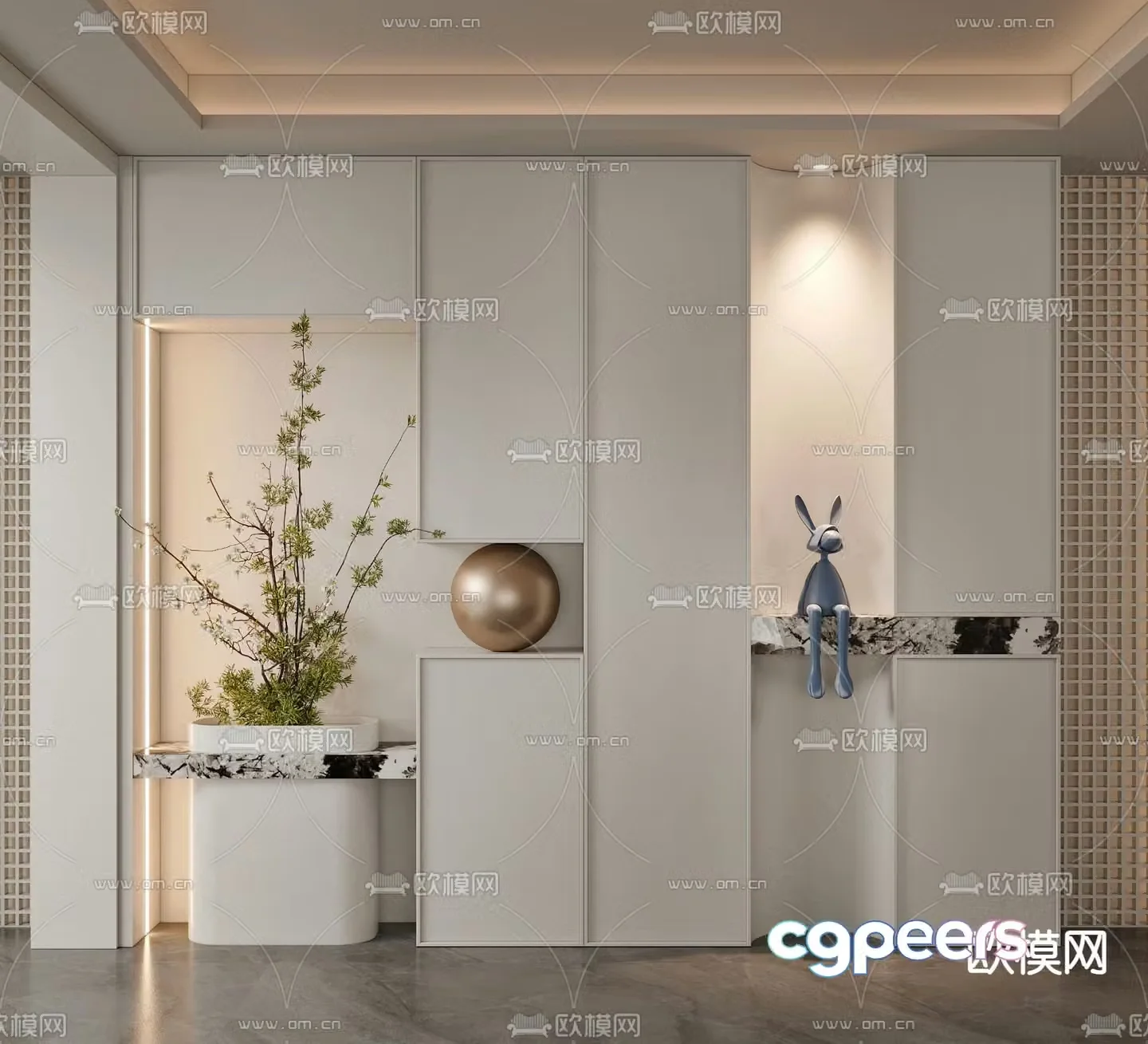Modern shoe cabinet entrance decoration cabinet 3d model