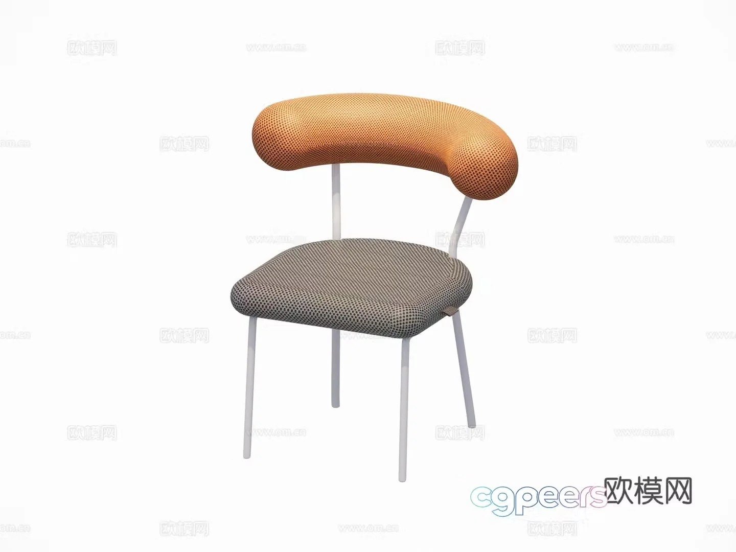 Modern French dining chair cloth chair metal chair single chair outdoor courtyard garden chair combination 3d model