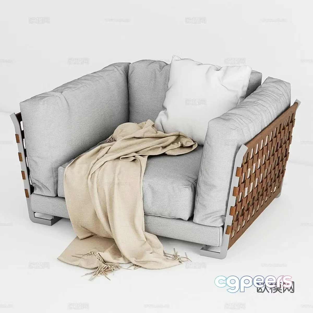 Cestone modern single sofa sofa chair fabric sofa chair leisure chair 3d model