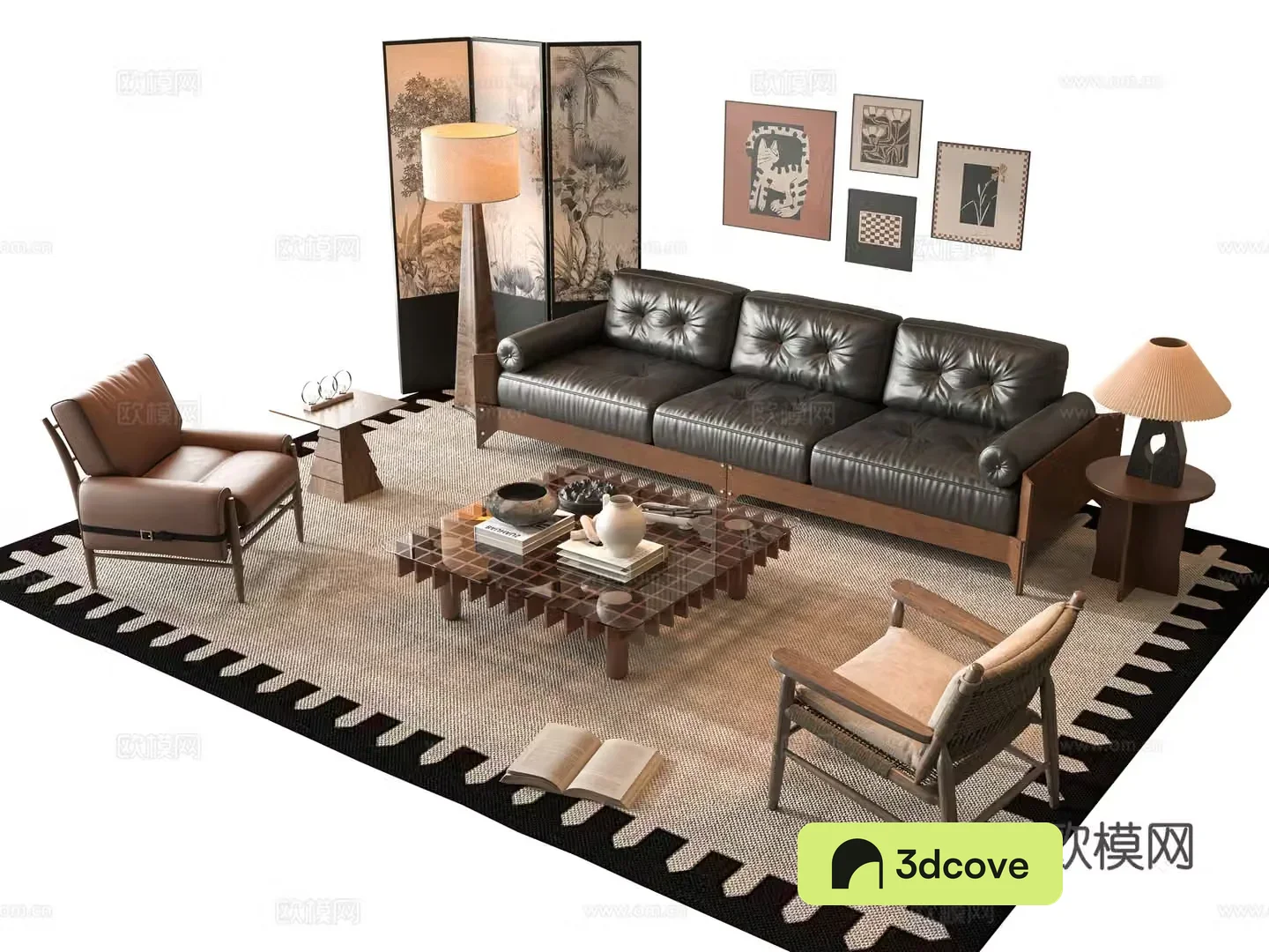 Middle-aged sofa combination 3D model