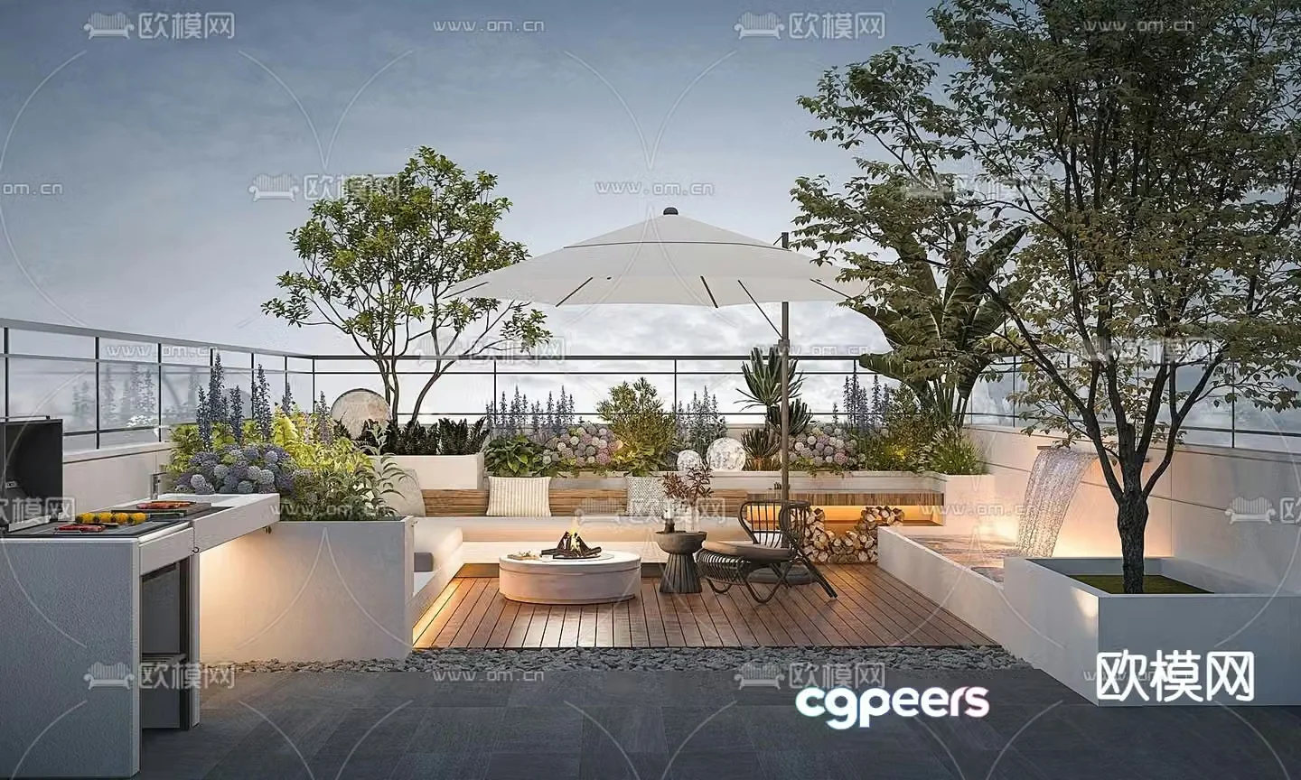 Roof Garden Courtyard Landscape 3d model