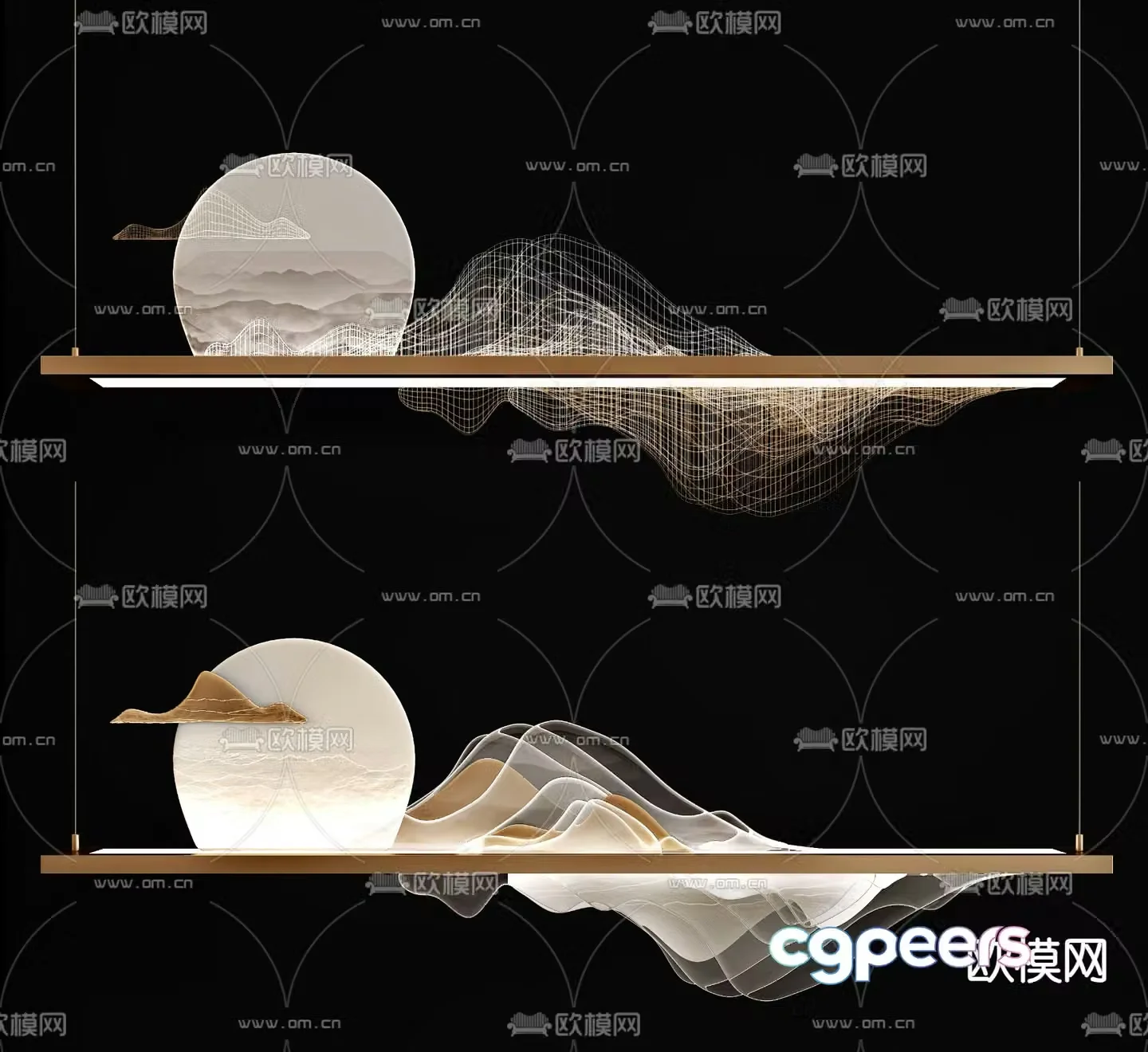 New Chinese style chandelier 3d model