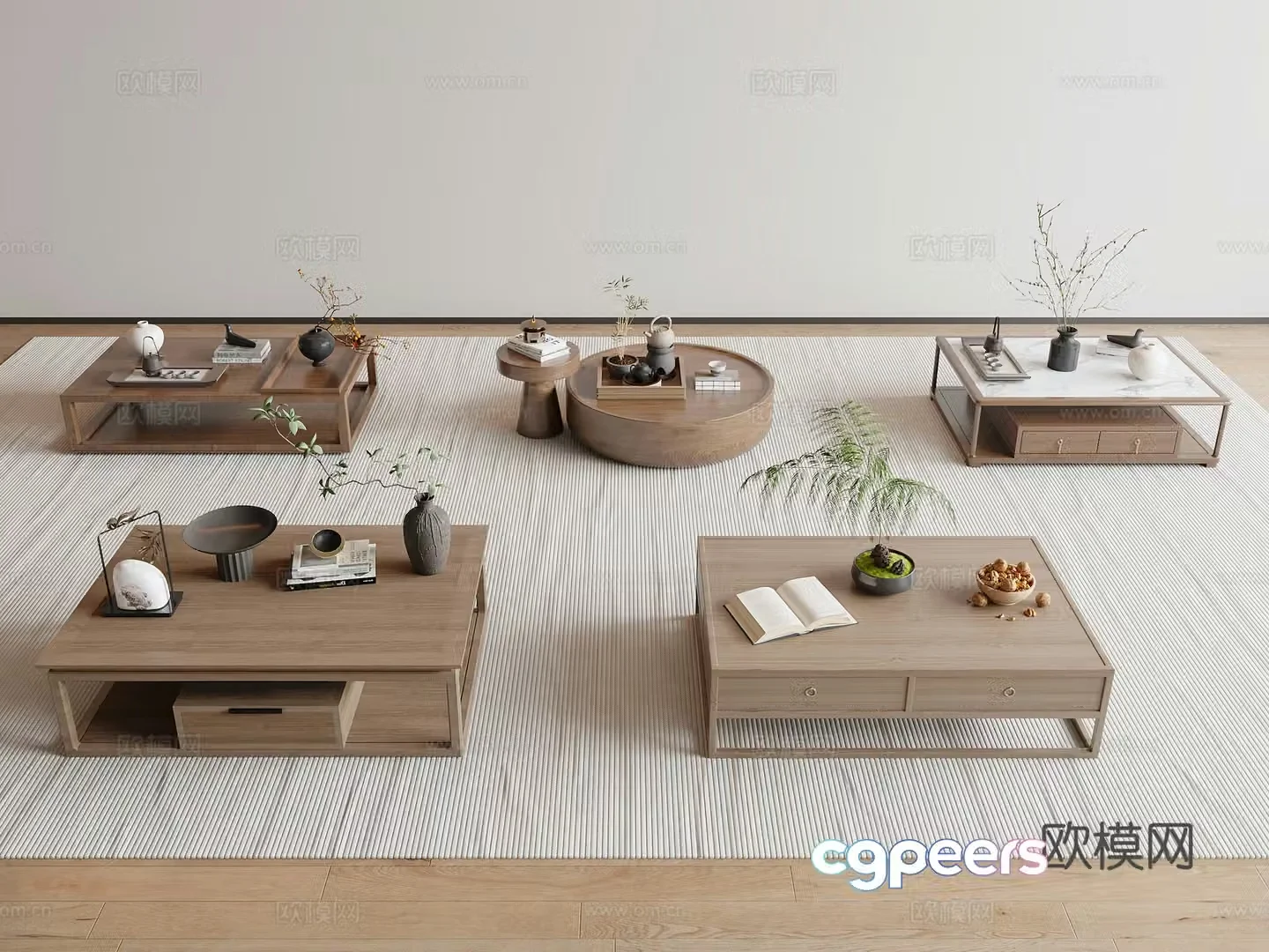 New Chinese Song style coffee table combination 3D model