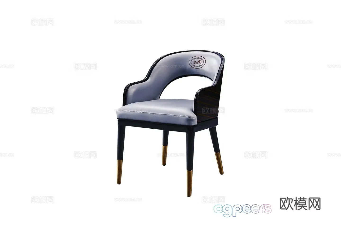 Light luxury European style dining chair 3d model