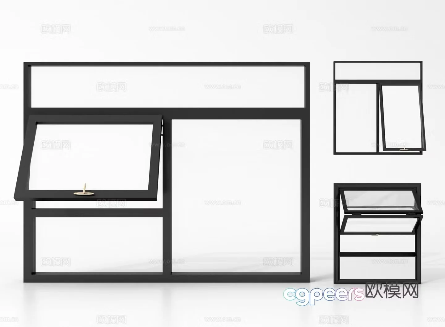 Modern folding window sliding window upper and lower folding window 3D model