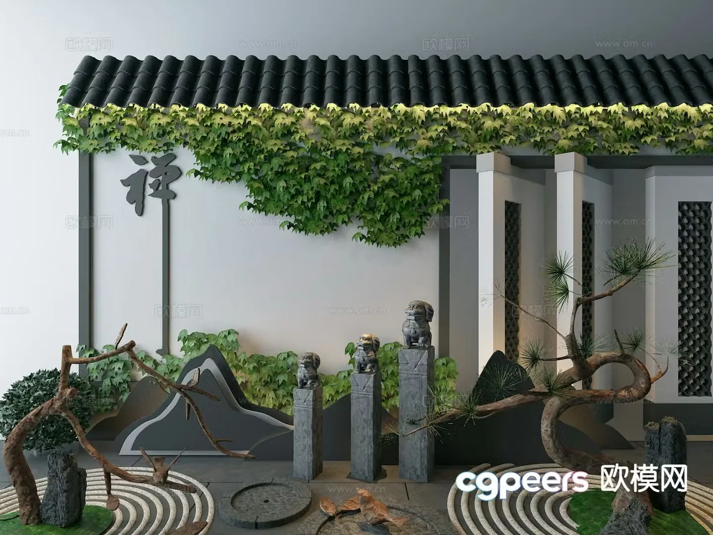 New Chinese style garden landscape sketch 3D model