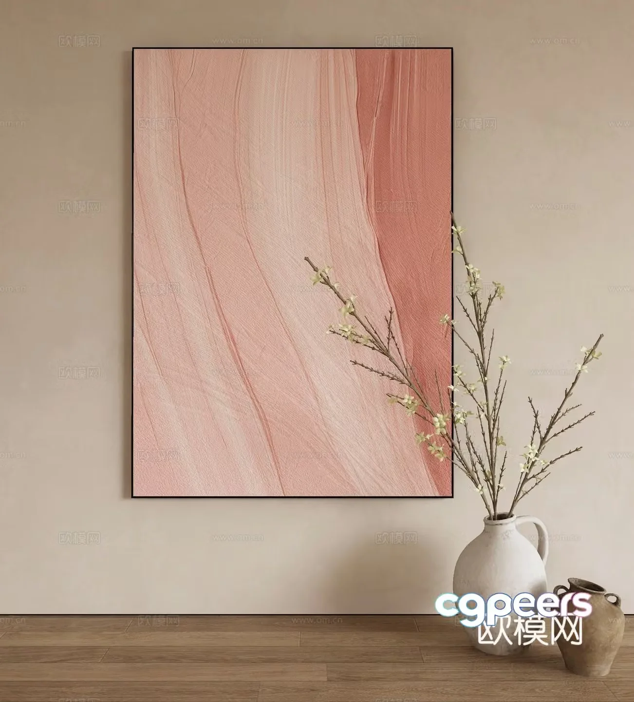 Modern decorative painting abstract hanging painting 3d model