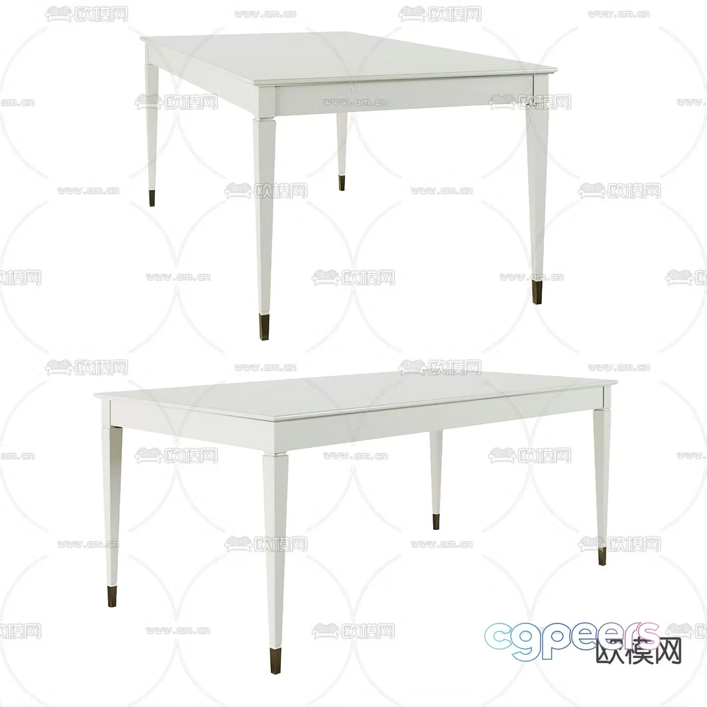 American dining table long dining table 3d model
