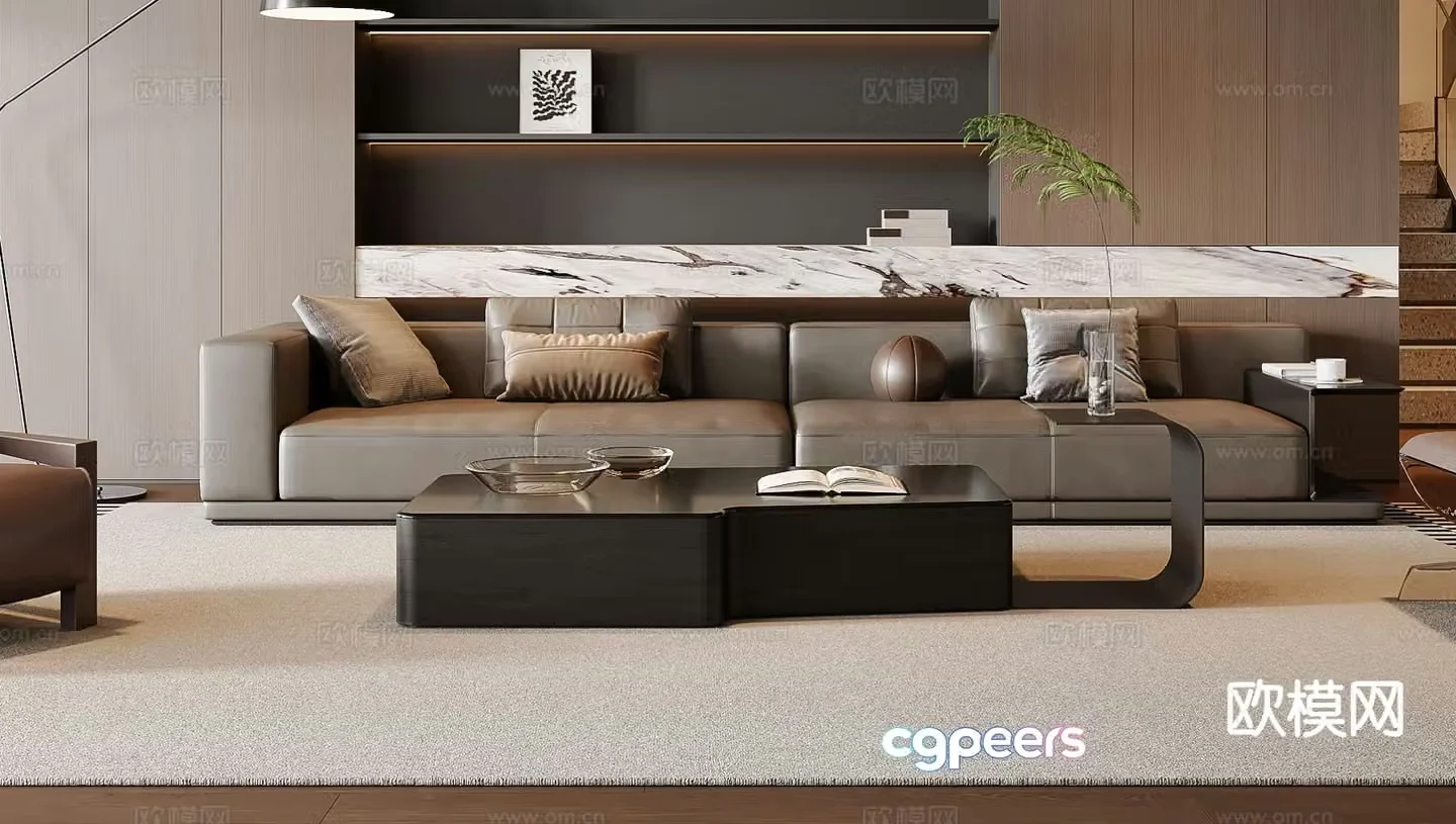 Italian sectional sofa 3d model