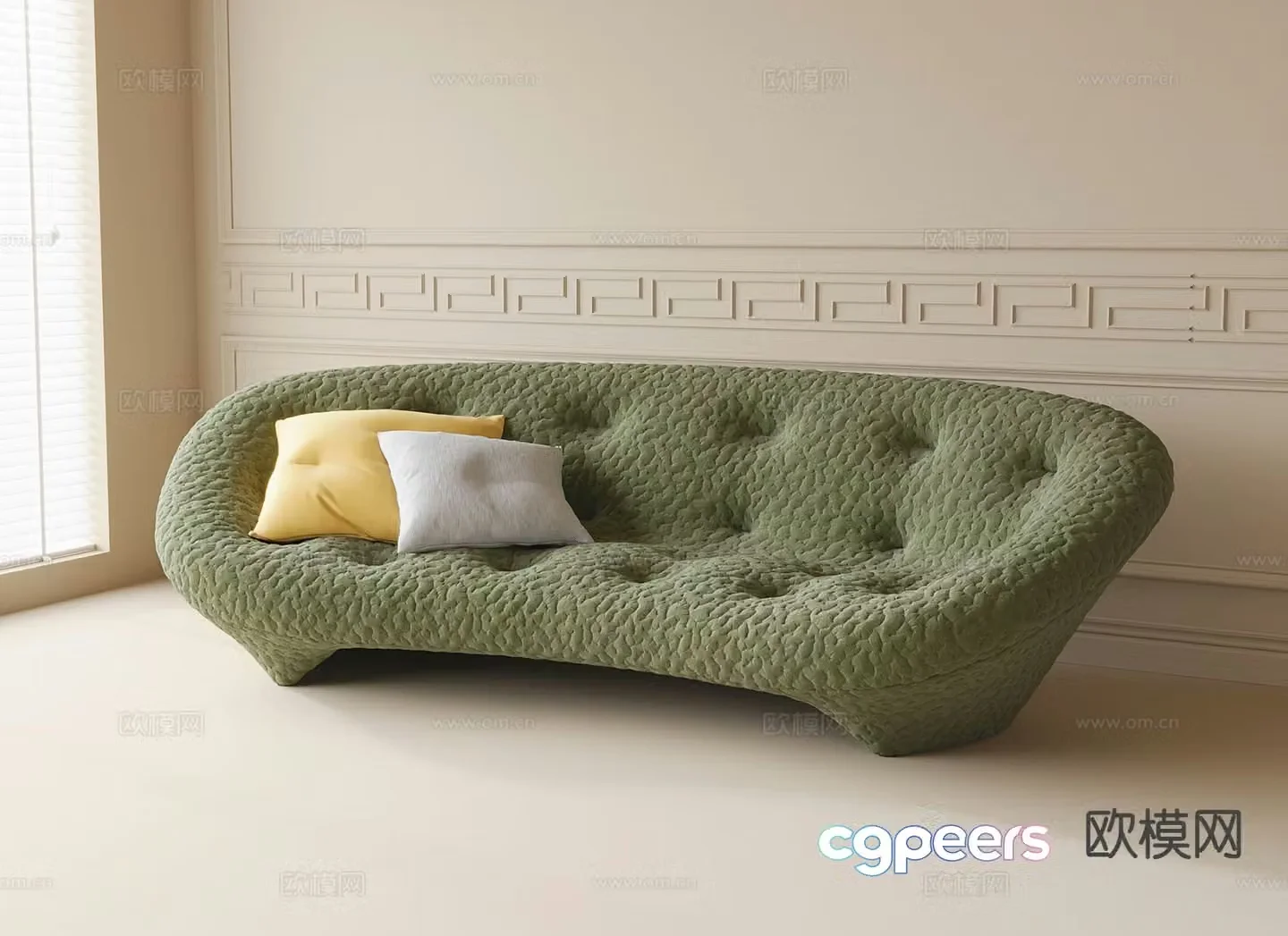 Modern special-shaped sofa green sofa 3d model