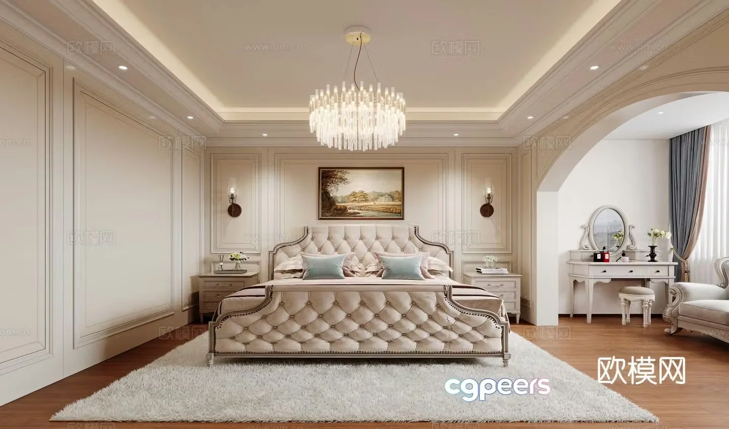 American style bedroom master bedroom 3d model