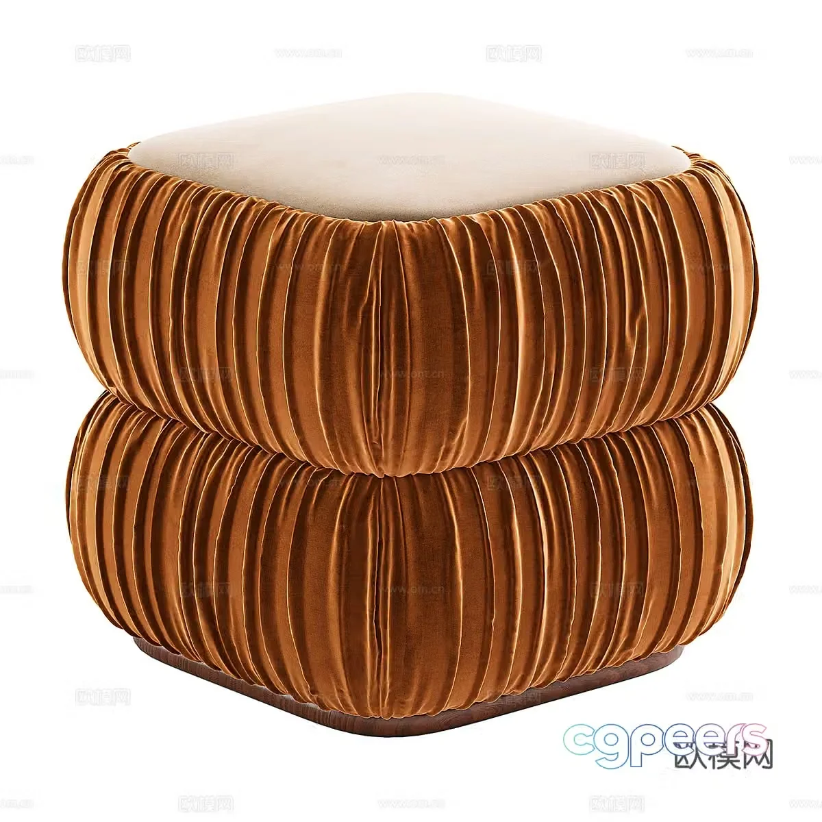 New Chinese style light luxury fabric stool footstool 3D model