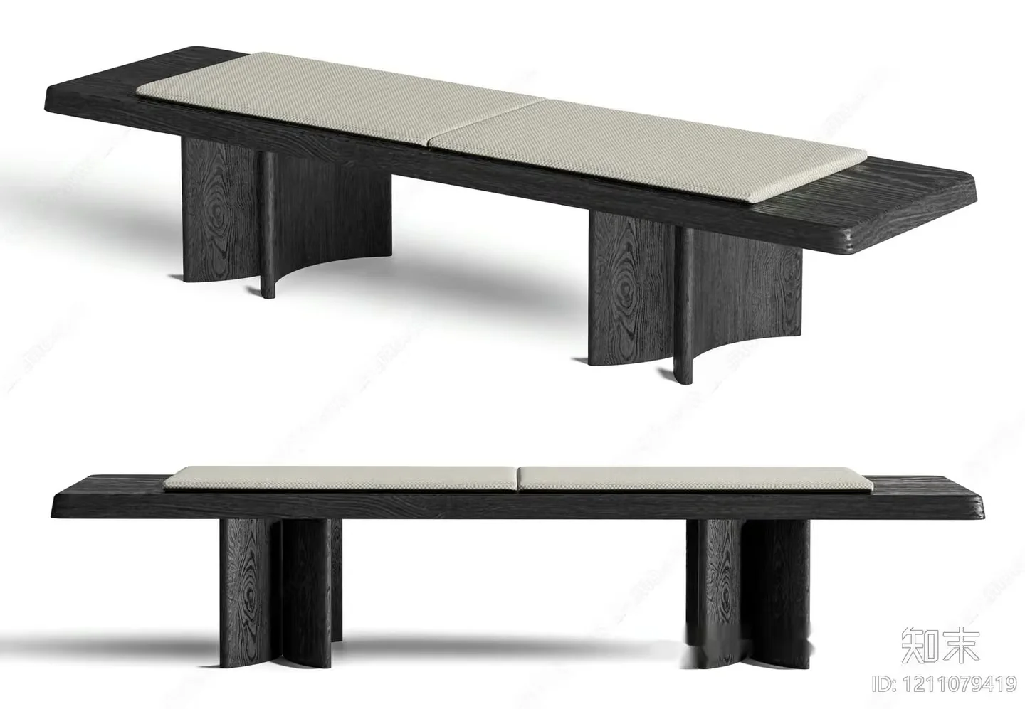 Wooden Bench With Cushion 3D Model – 9878 – VRAY Render
