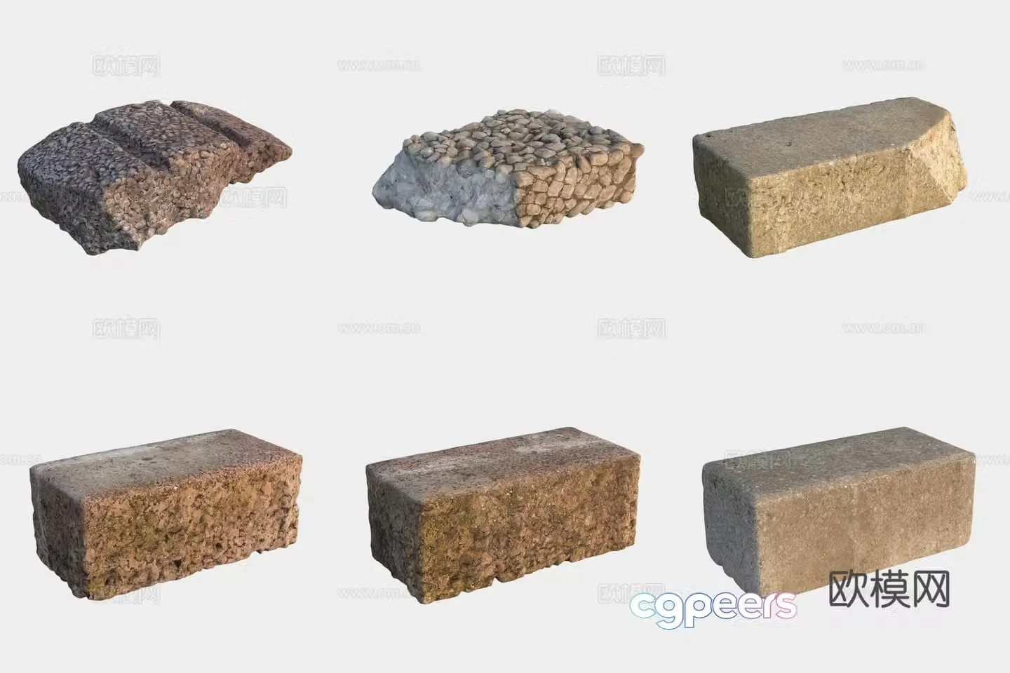 Stone brick building materials 3d model
