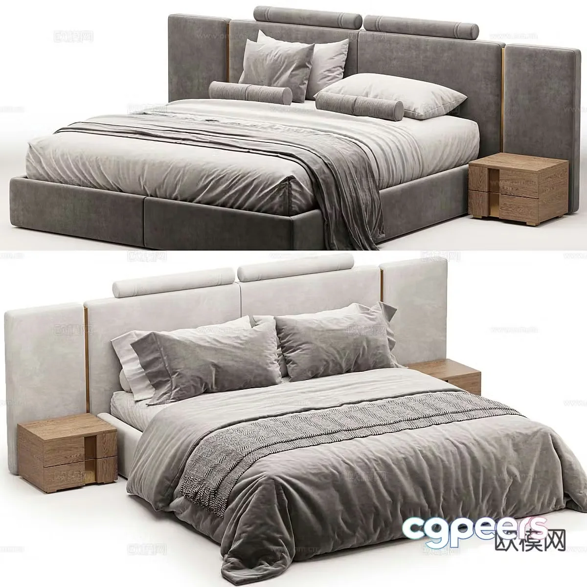 Modern double bed 3d model