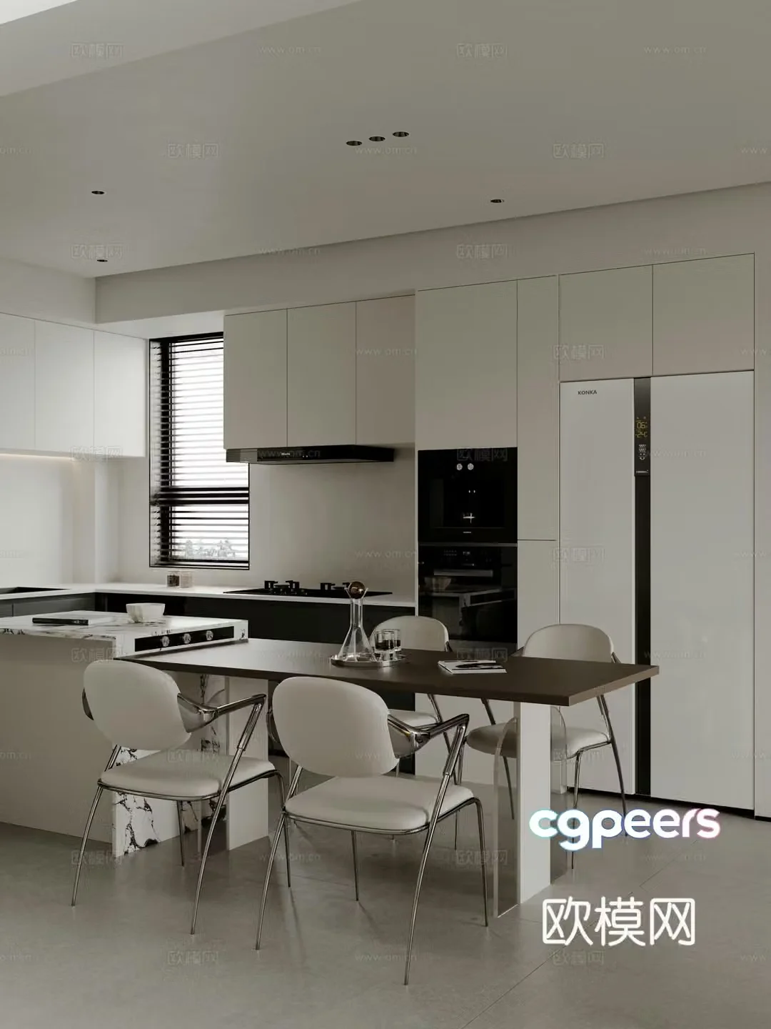 Modern minimalist restaurant 3d model