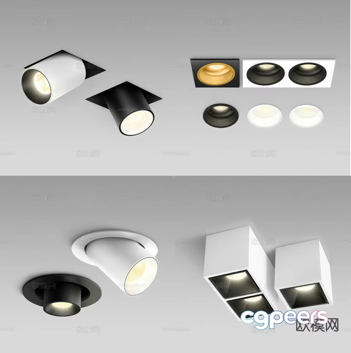Surface mounted downlight recessed spotlight track light 3D model