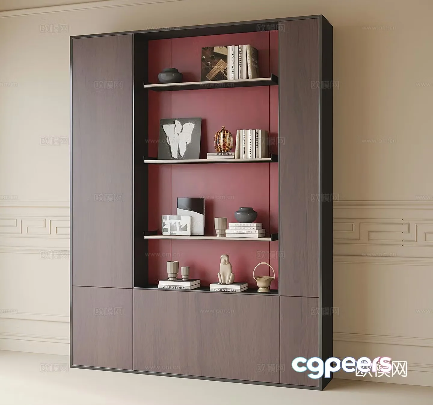 Chinese style decorative cabinet bookcase 3d model