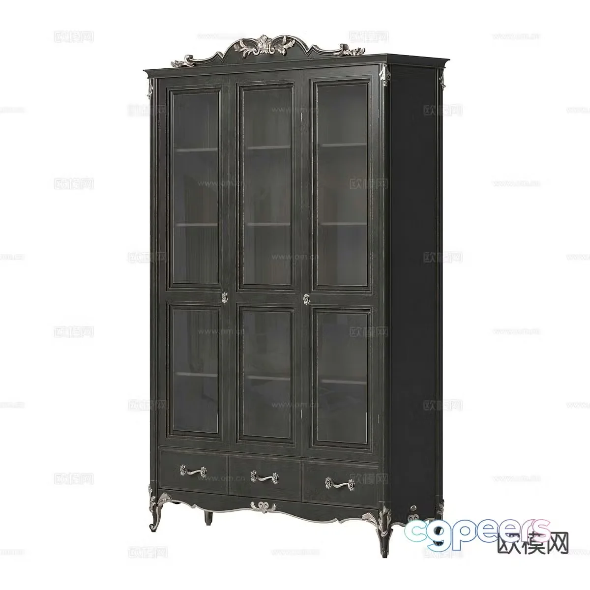 American bookcase display cabinet 3d model