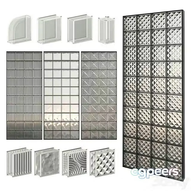 3ds Max Free – Glass Block Wall 01