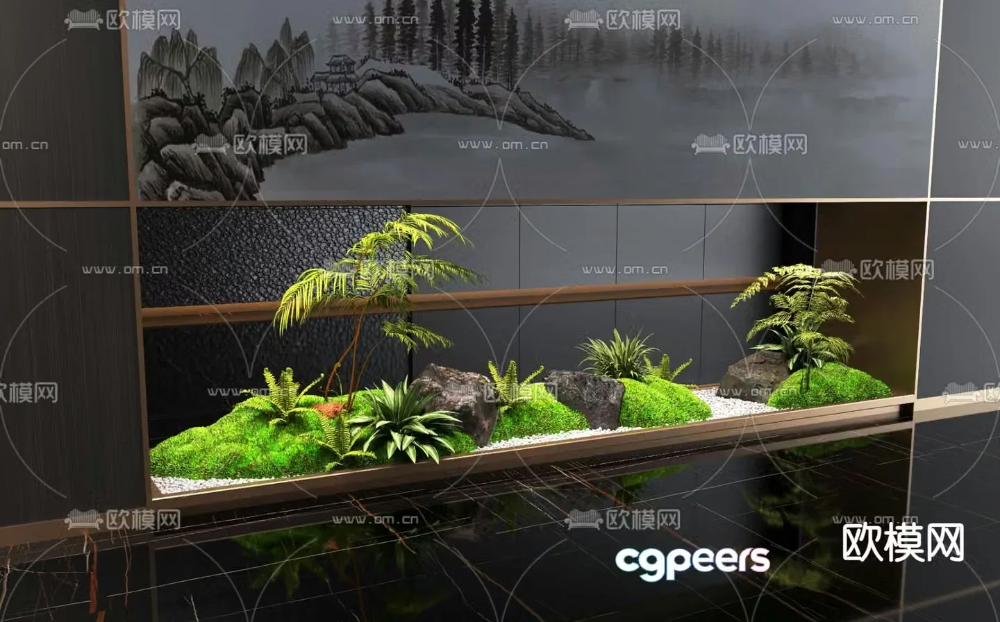 Indoor landscaping plant pile landscape sketch 3d model