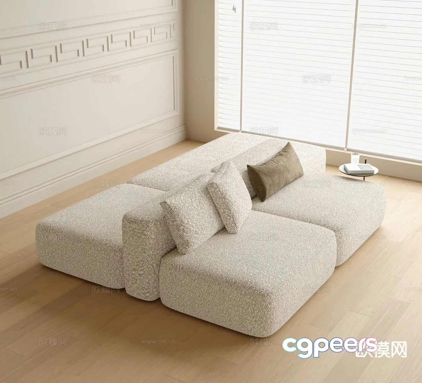 Cream style multi-person sofa double-sided sofa modular sofa 3D model