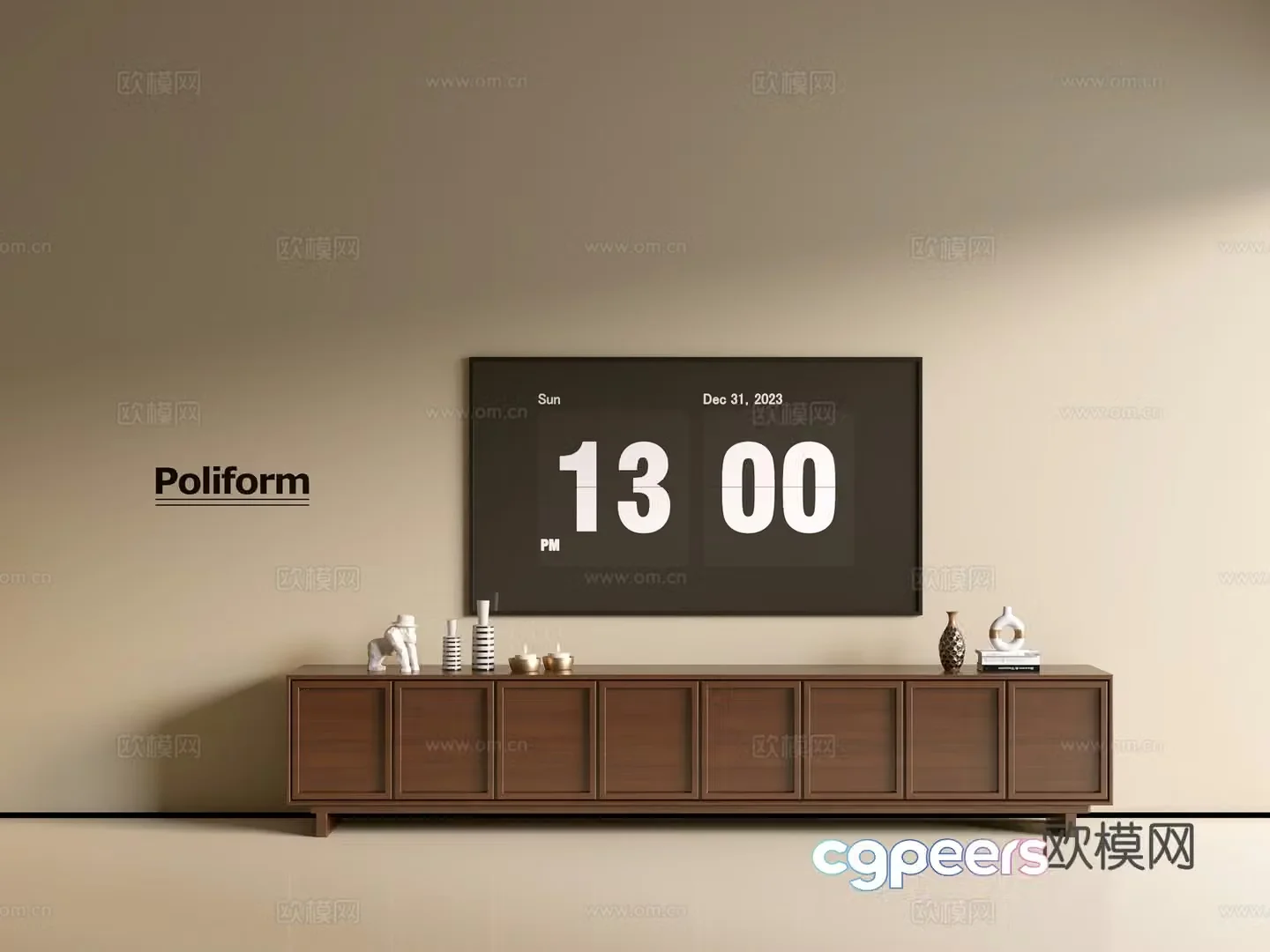 Modern wood grain TV cabinet simple side cabinet chest of drawers low cabinet whole cabinet side cabinet balcony 3D model