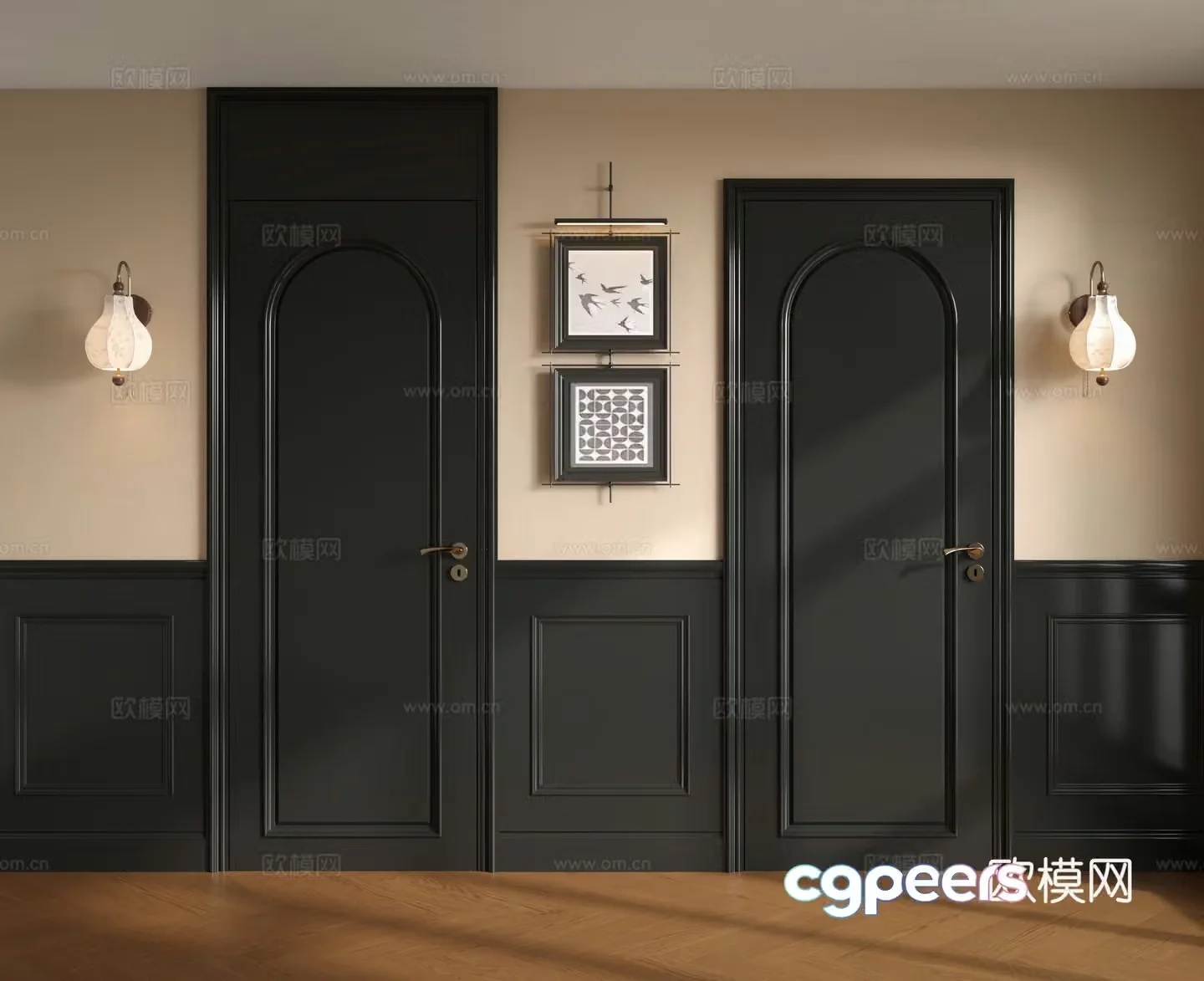 French medieval style pallet door Medium style pallet door Medium style wall panel Medium style decorative painting 3D model