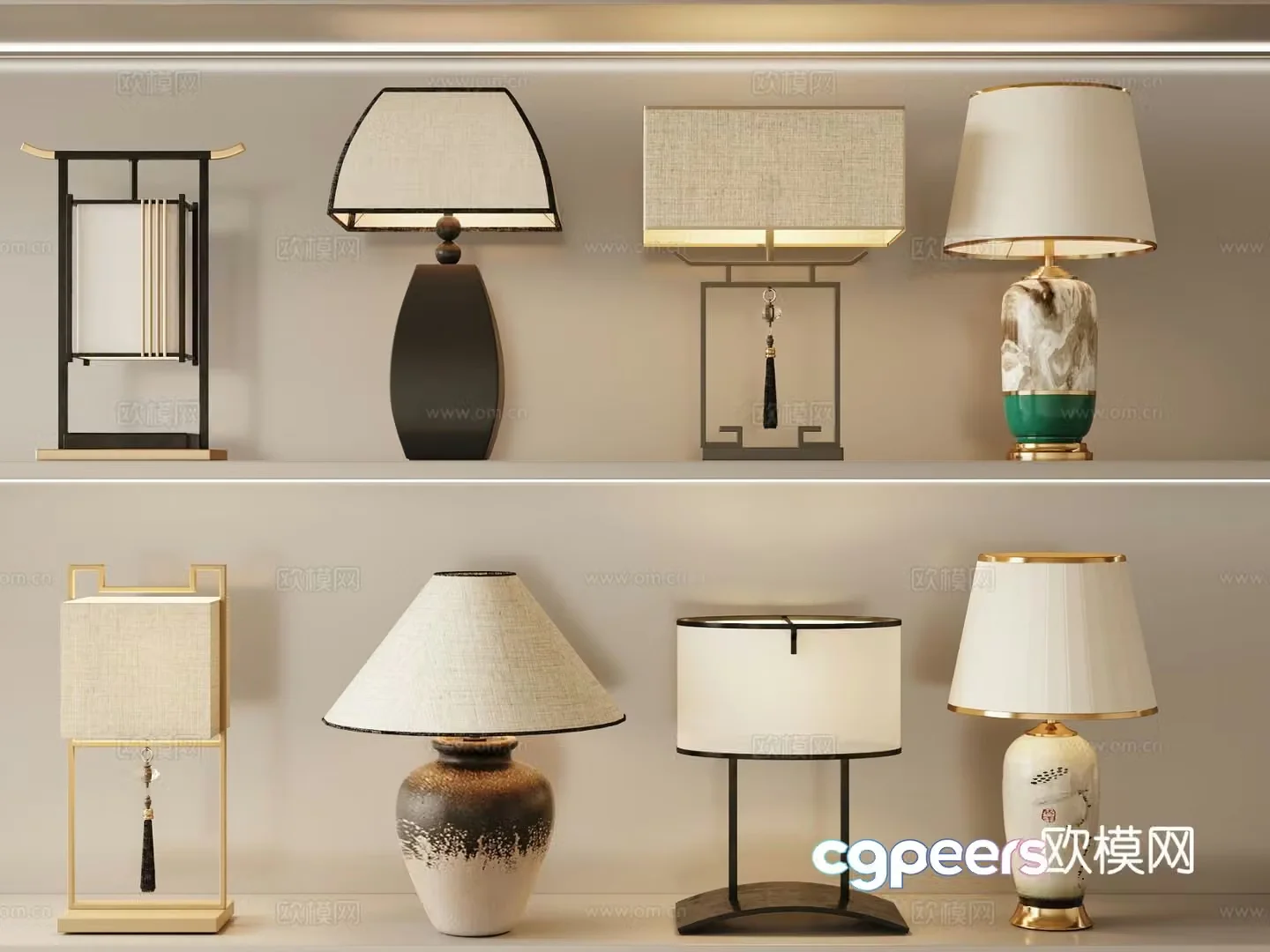 New Chinese style table lamp bedroom table lamp 3d model