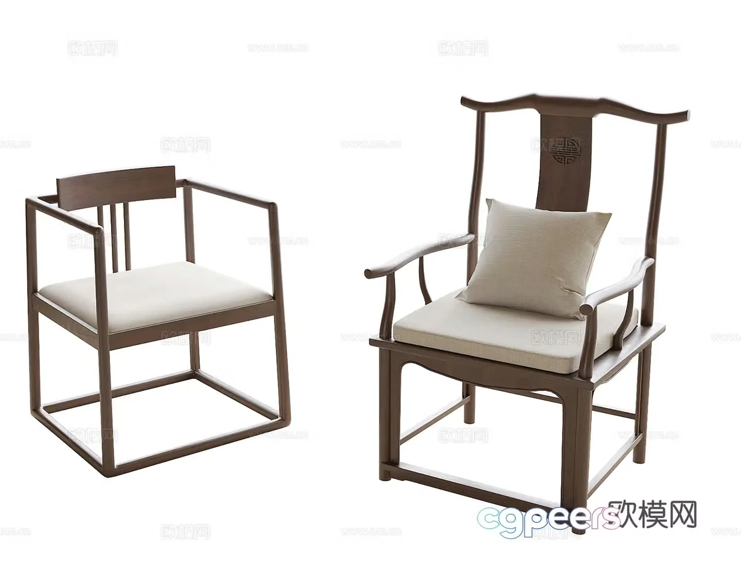 Chinese tea chair single chair leisure chair dining chair 3d model