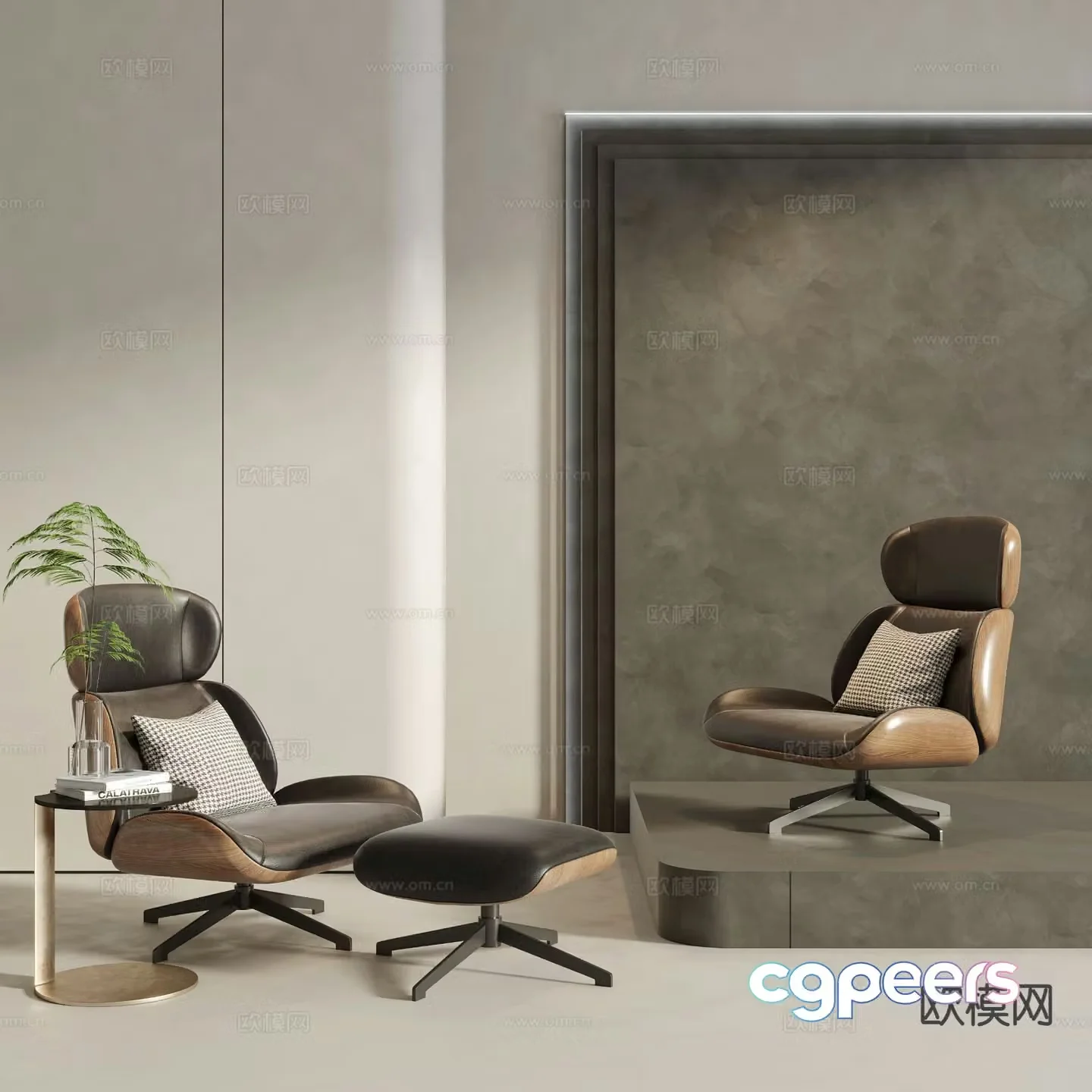 wabi-sabi office chair executive chair chair footrest 3d model