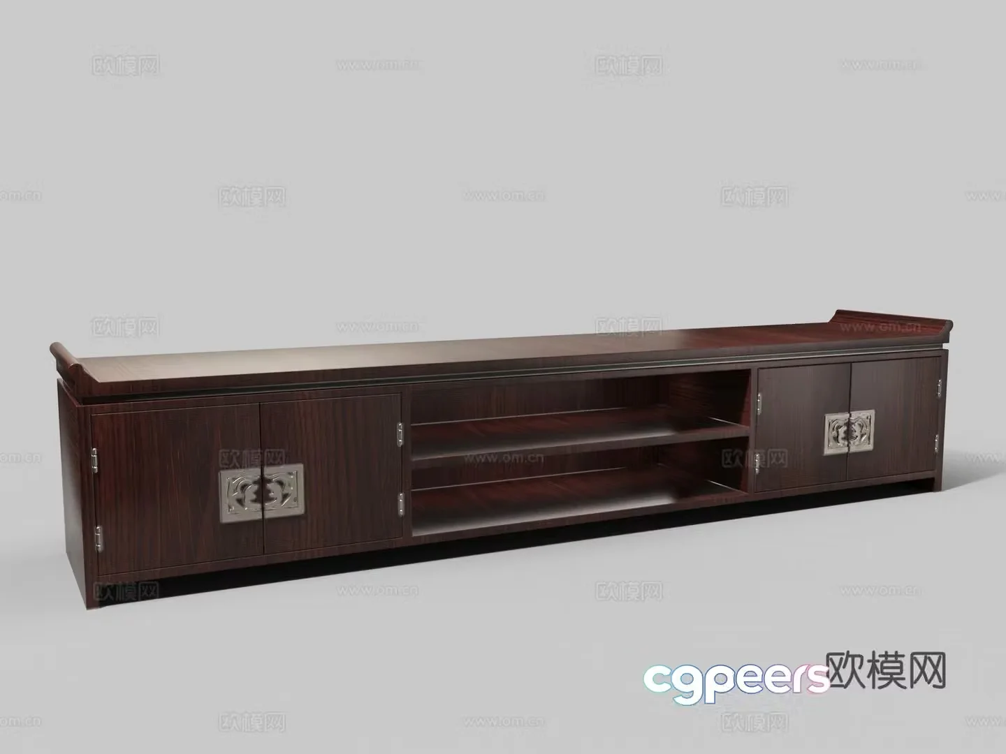 Chinese mahogany metal handle TV cabinet 3D model