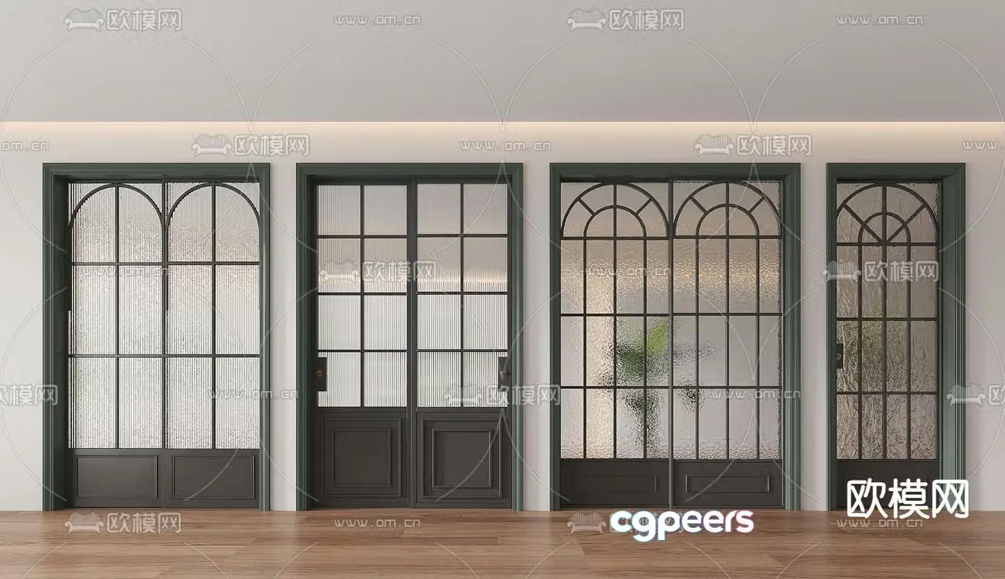 French wrought iron sliding door Single door Swing door 3D model