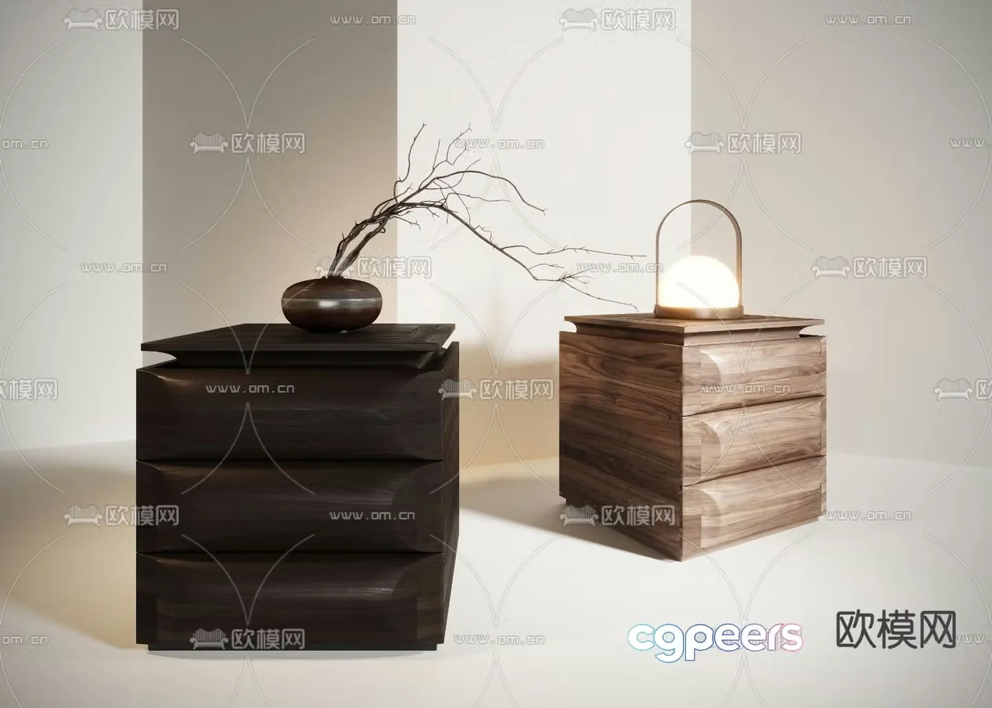 wabi-sabi bedside table 3d model