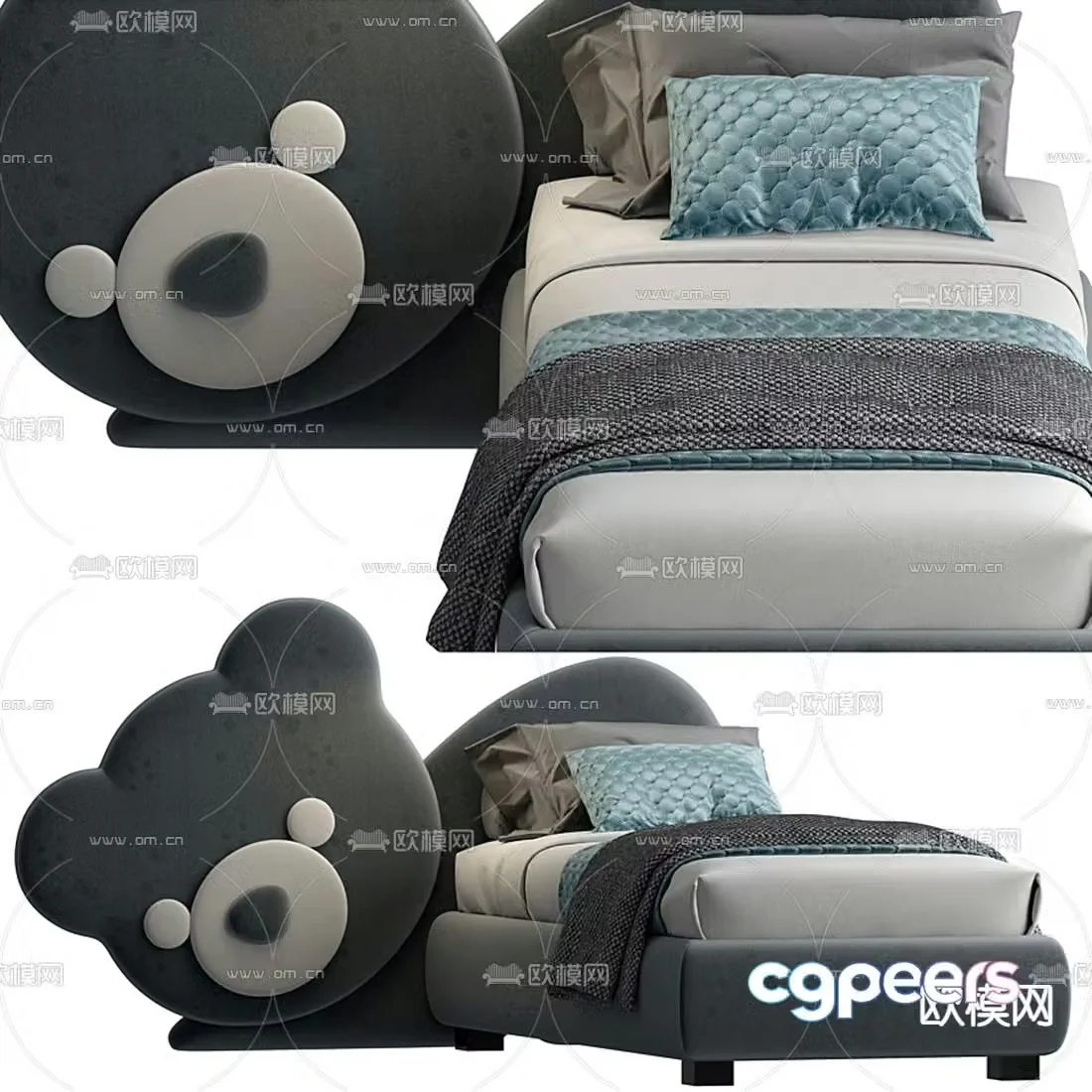 Modern fabric children’s bed 3d model