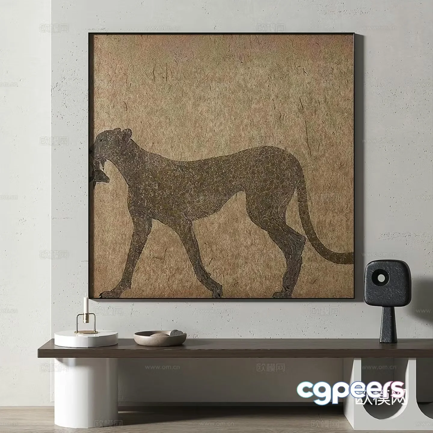Modern medieval abstract light luxury retro oil painting decorative painting 3d model