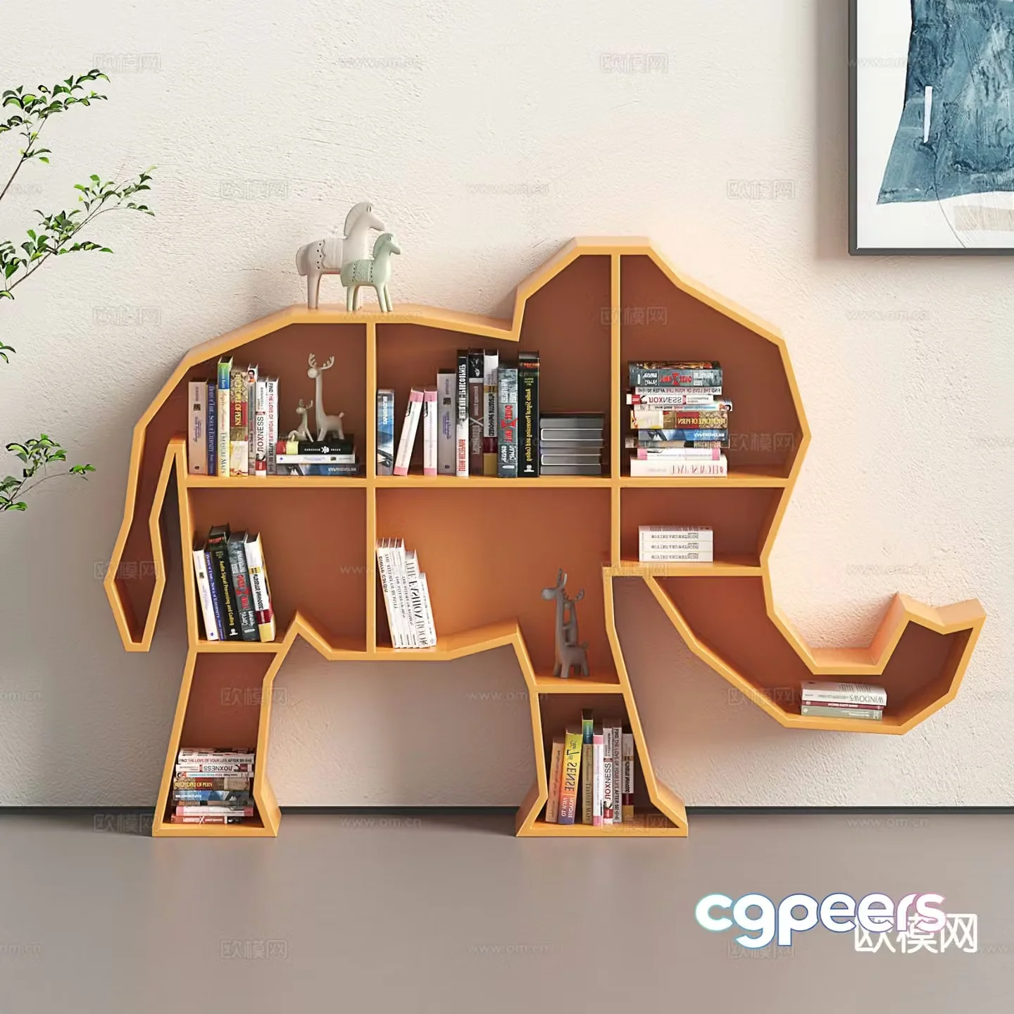 Animal shaped bookshelf toy storage rack elephant bookshelf 3D model