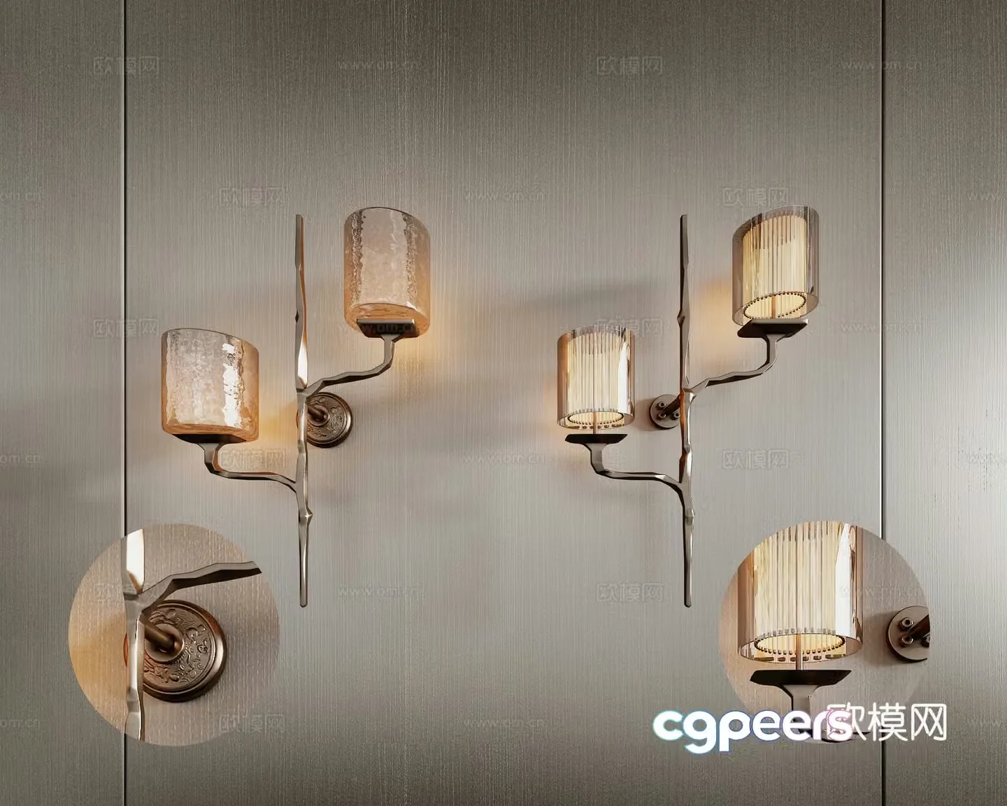 Modern glass wall lamp Crystal wall lamp Combination 3D model