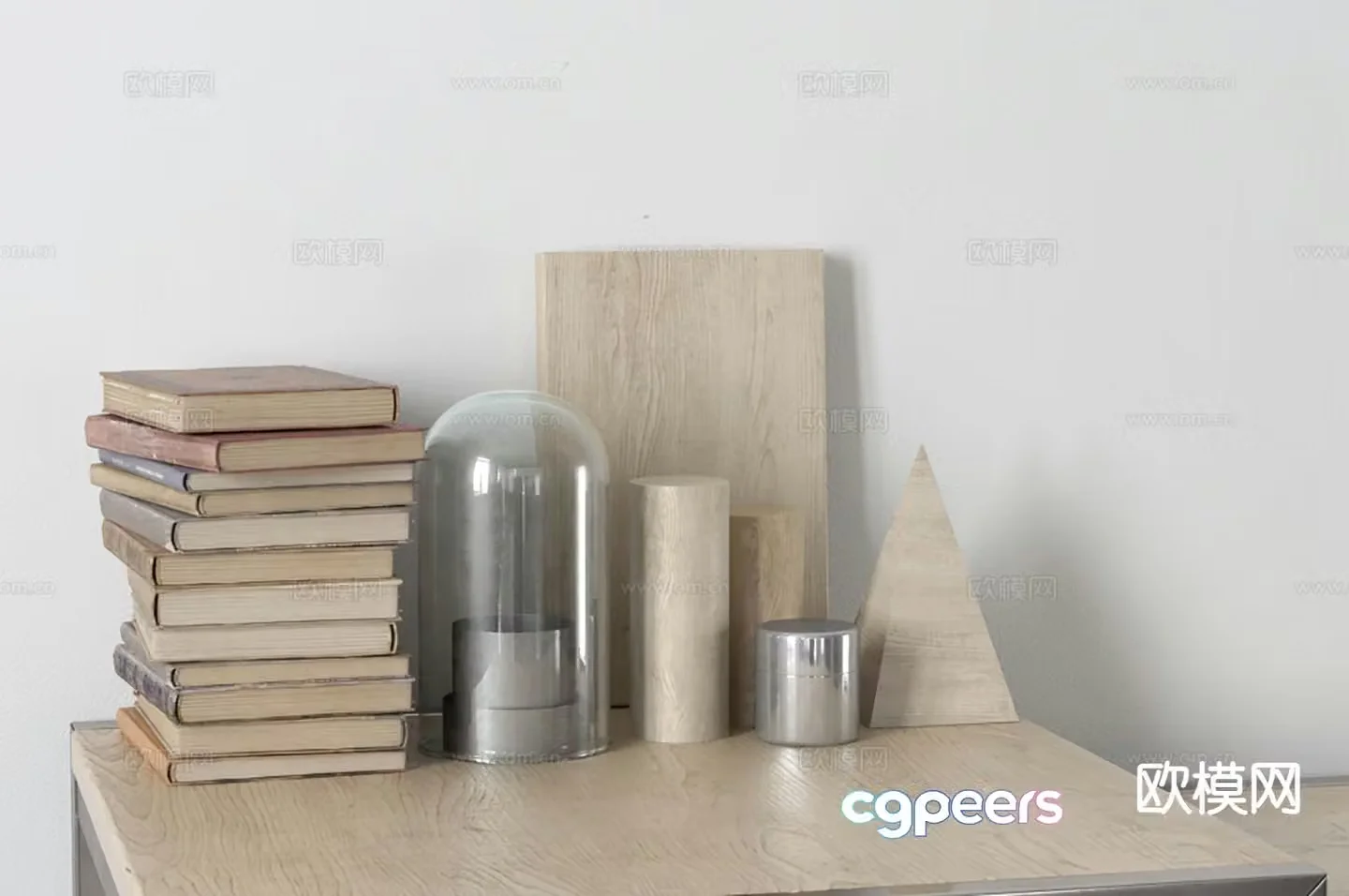 Modern desktop ornaments books crafts 3d model