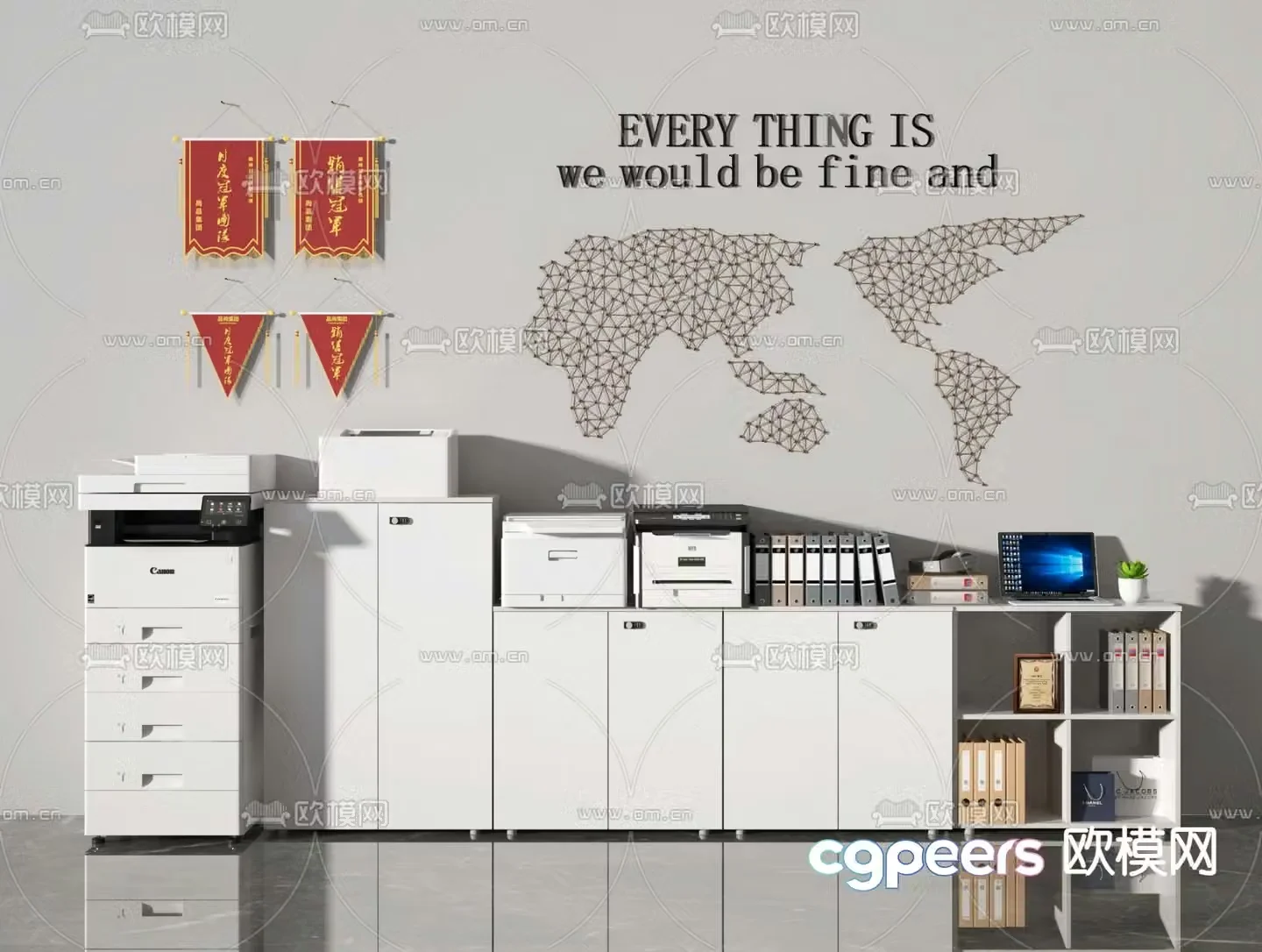 File cabinet office cabinet printer 3d model