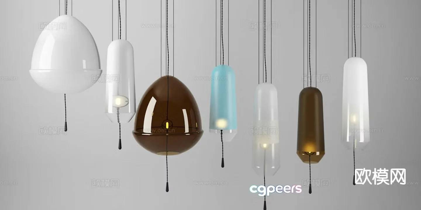 Modern glass chandelier 3d model