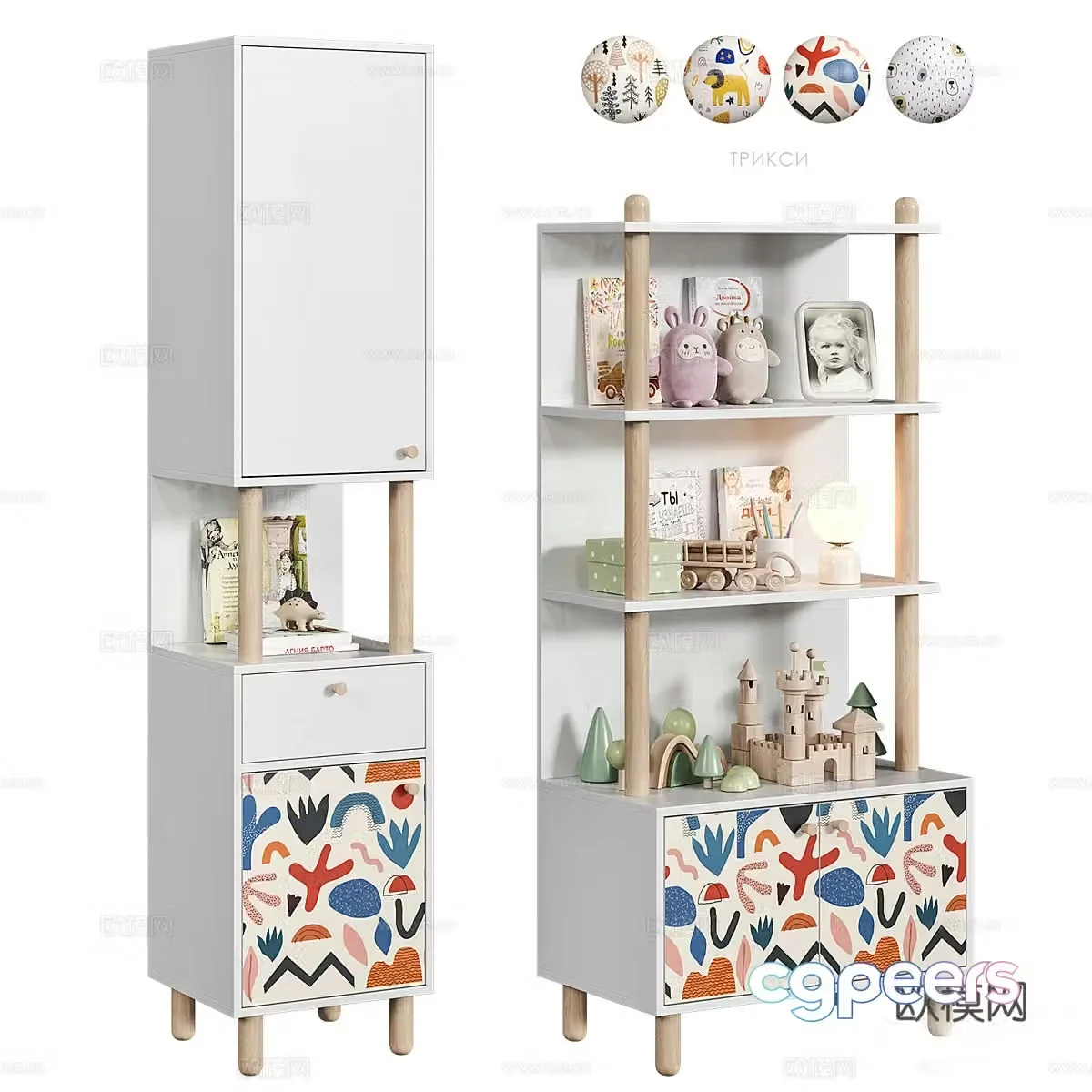 Modern children’s toy storage cabinet 3d model