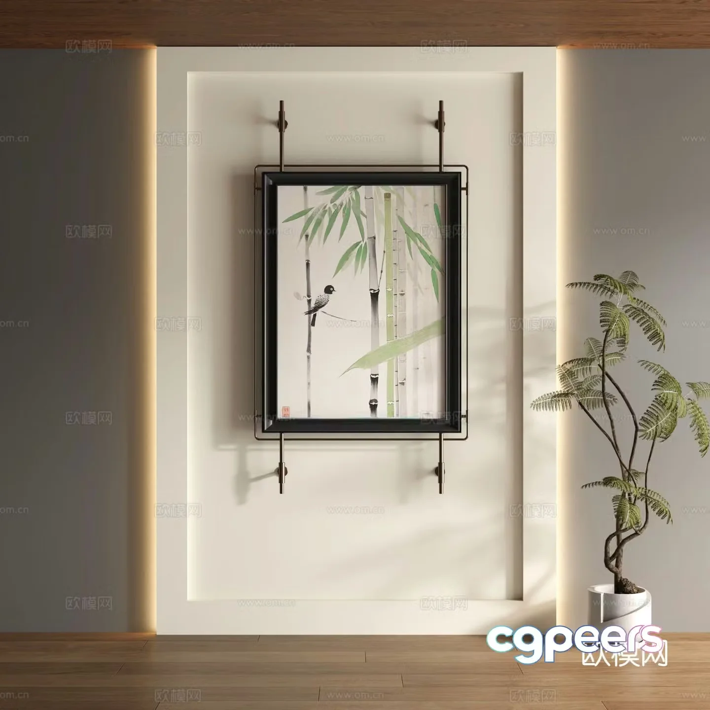 New Chinese style decorative painting art painting hanging painting 3d model