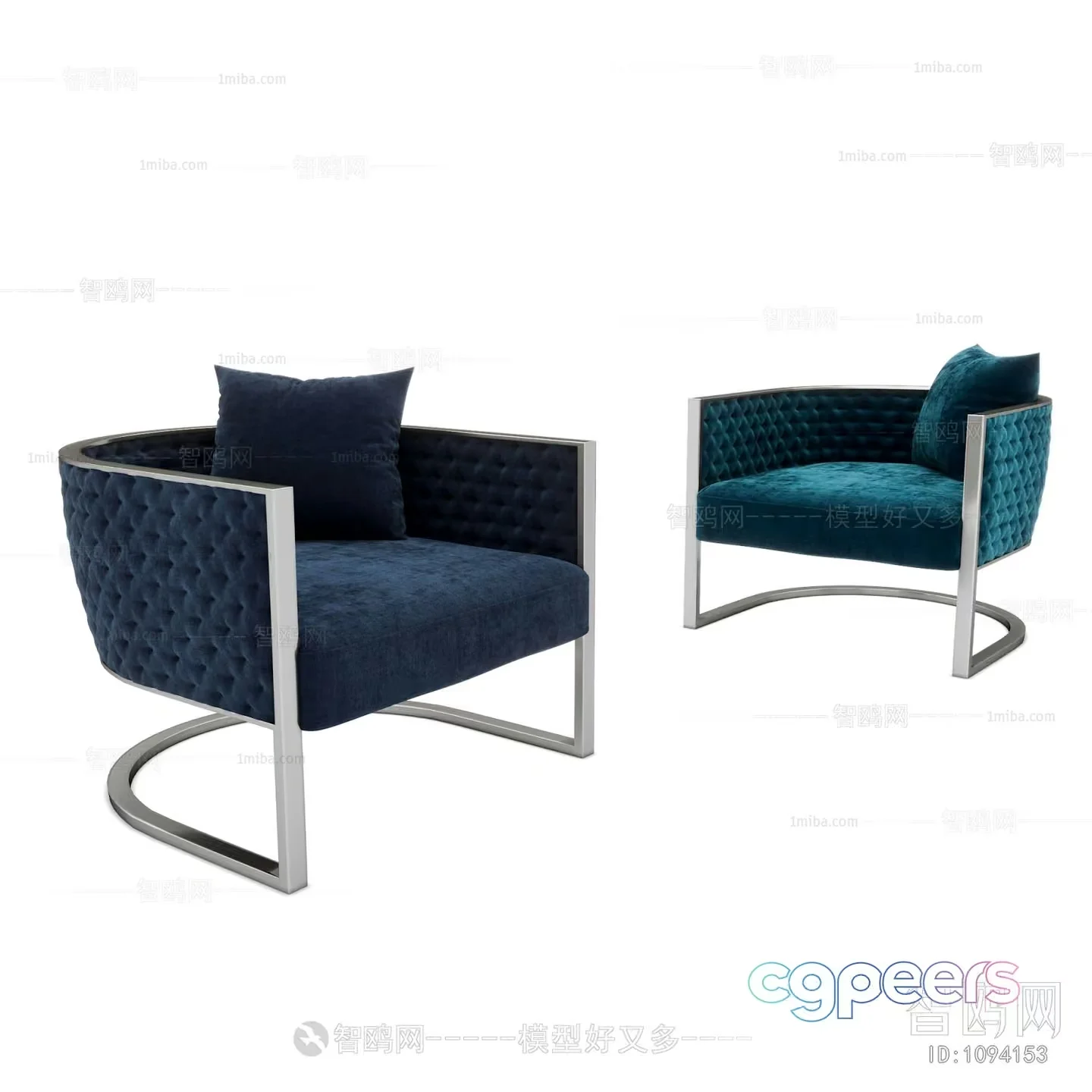 Modern Velvet Armchair 3D Model – 1552 – VRAY Render