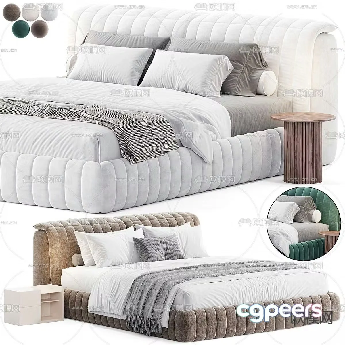 Modern double bed 3d model